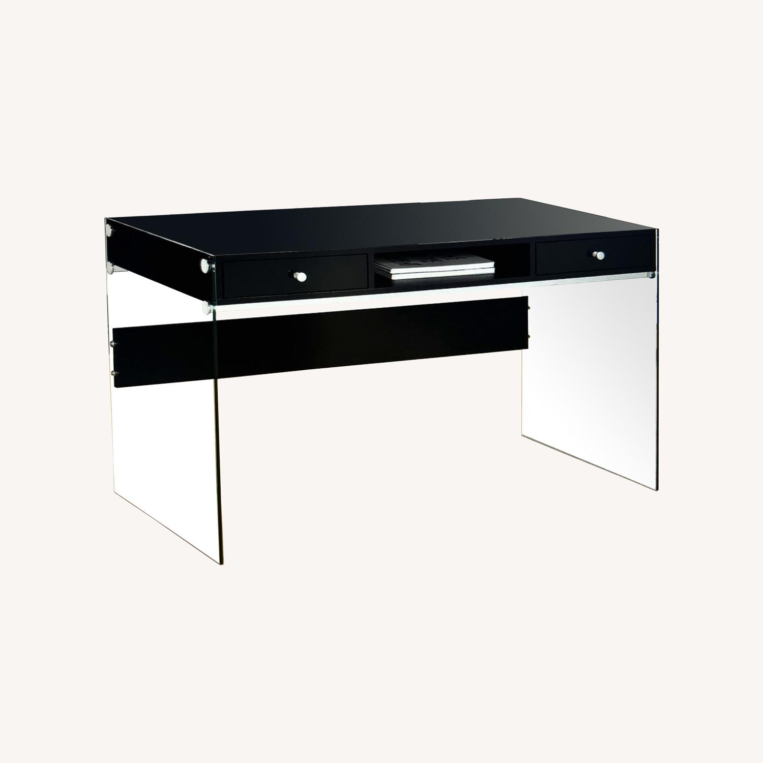 Modern Style Glass Home Office Desk with Drawers - image-11