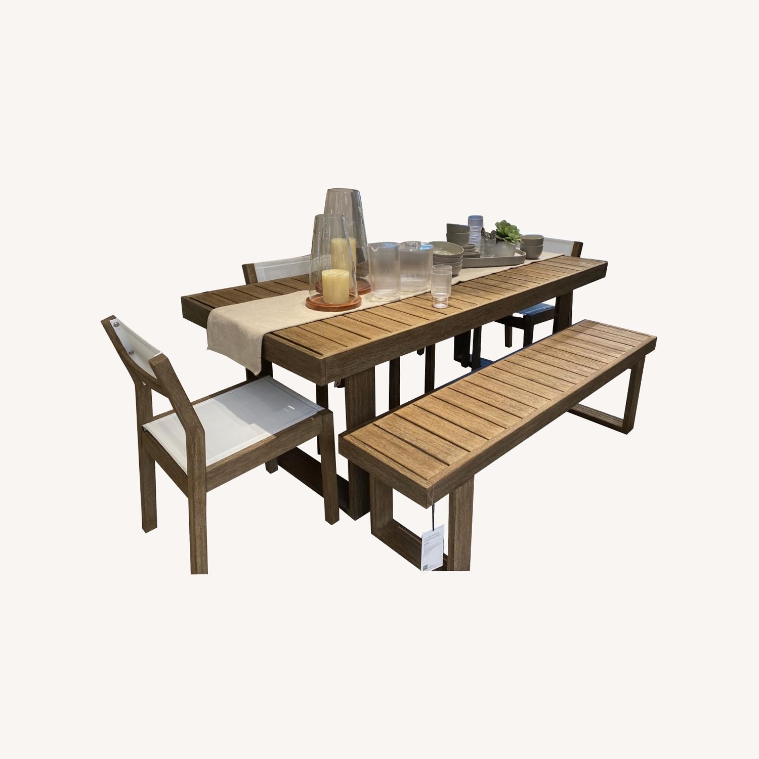 West Elm Portside Outdoor Dining Table Bench Chairs