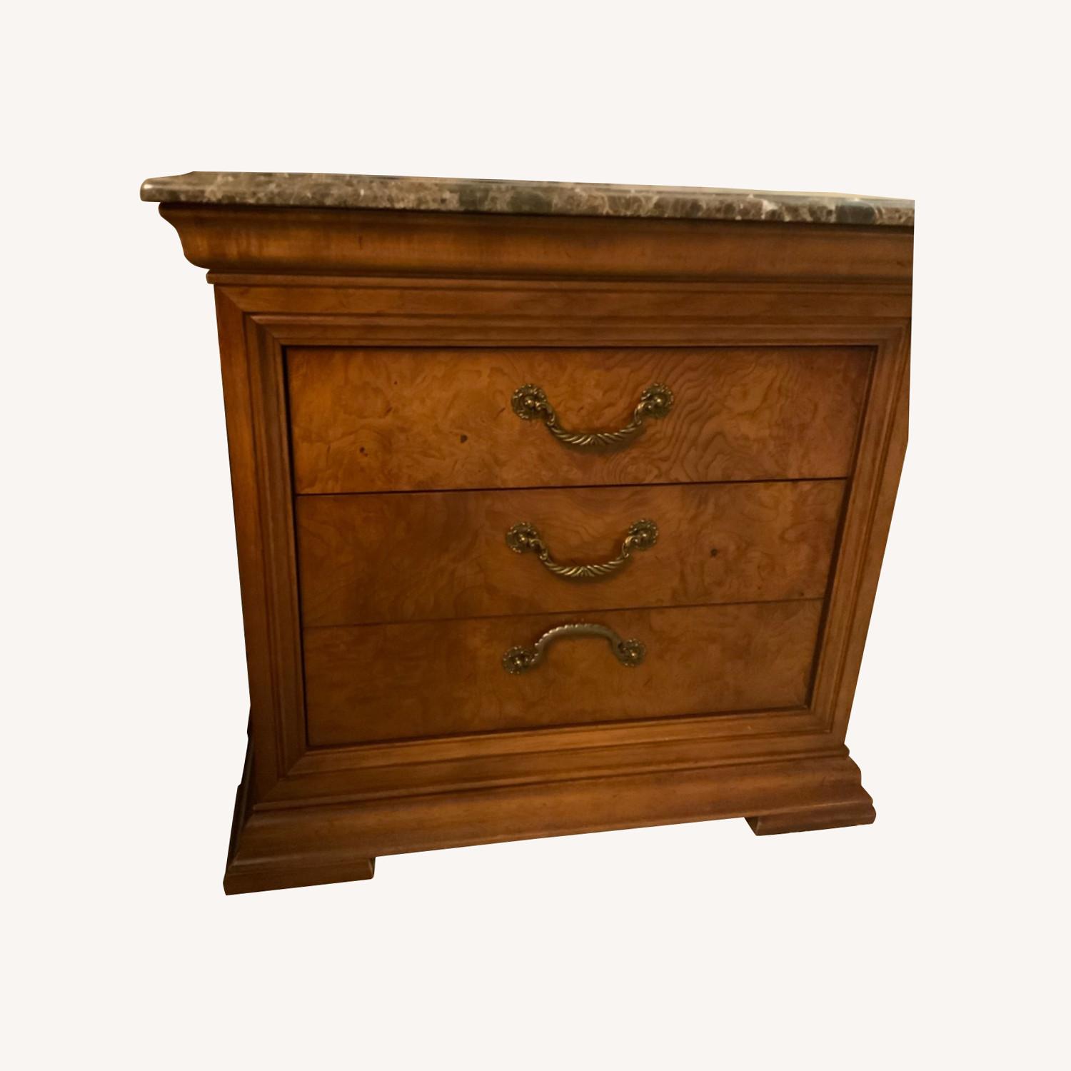 Thomasville Elysee 2 Drawer Marble Top Nightstand - image-0