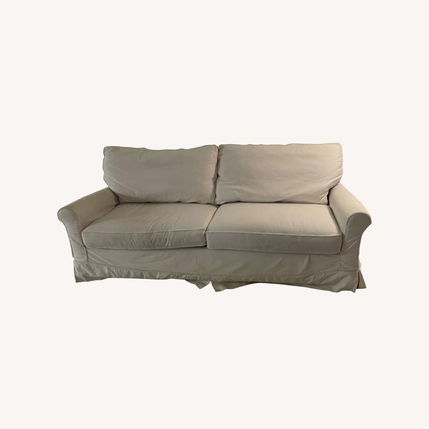 Pottery Barn Ivory Slipcover Sofa - image-0