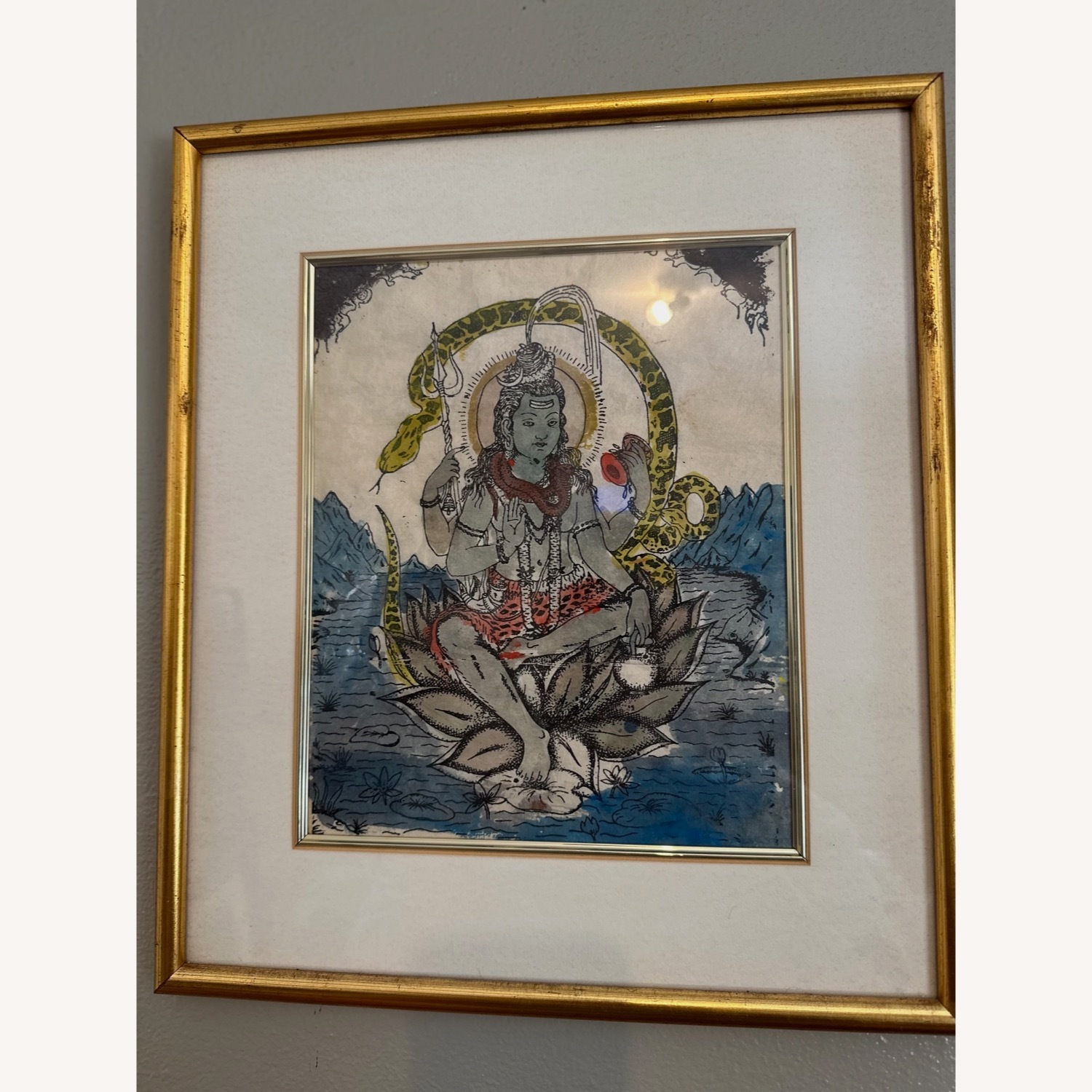 Mid Century Art Buddhist Tibet Watercolor Painting - image-7