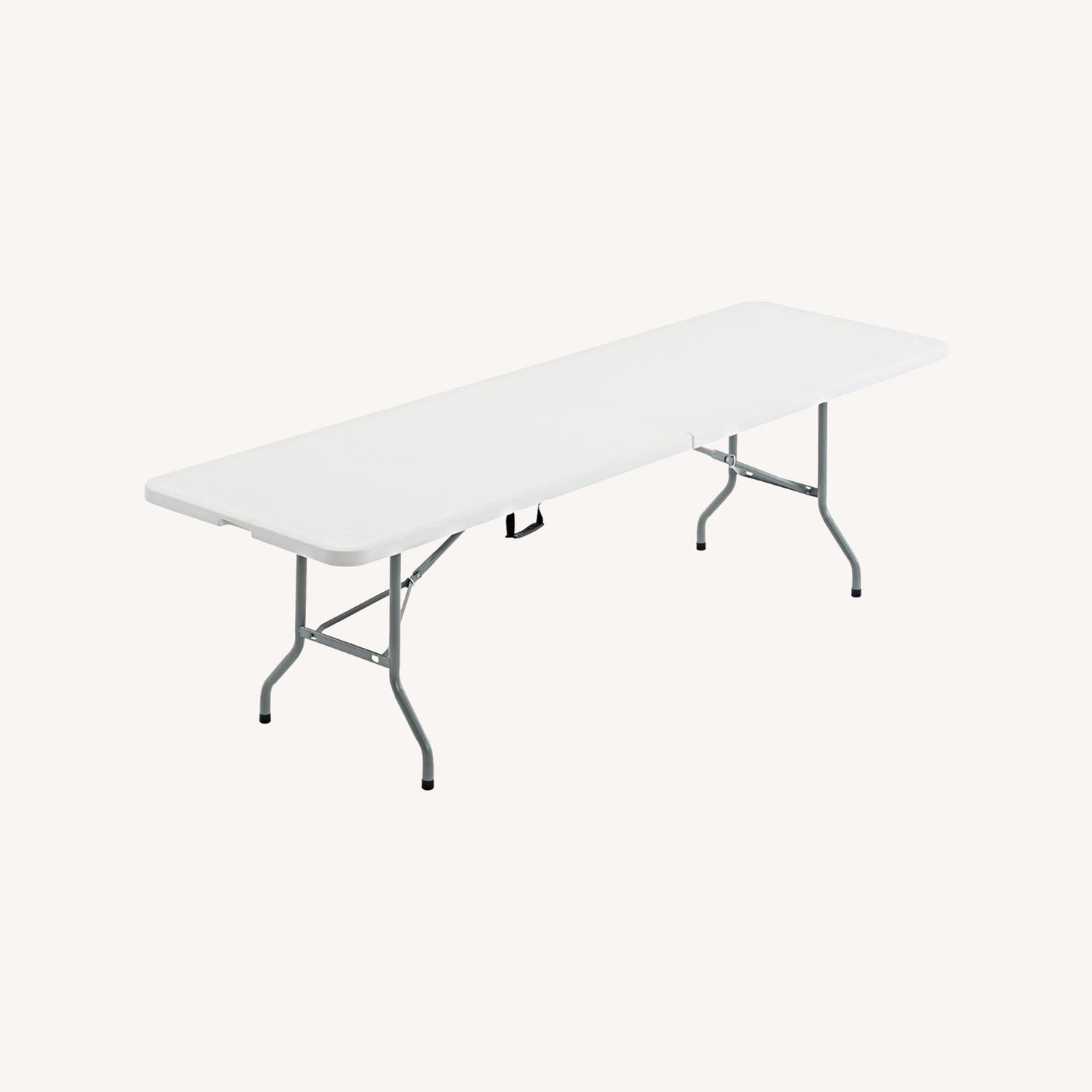 8 Foot White Foldable Table - image-0