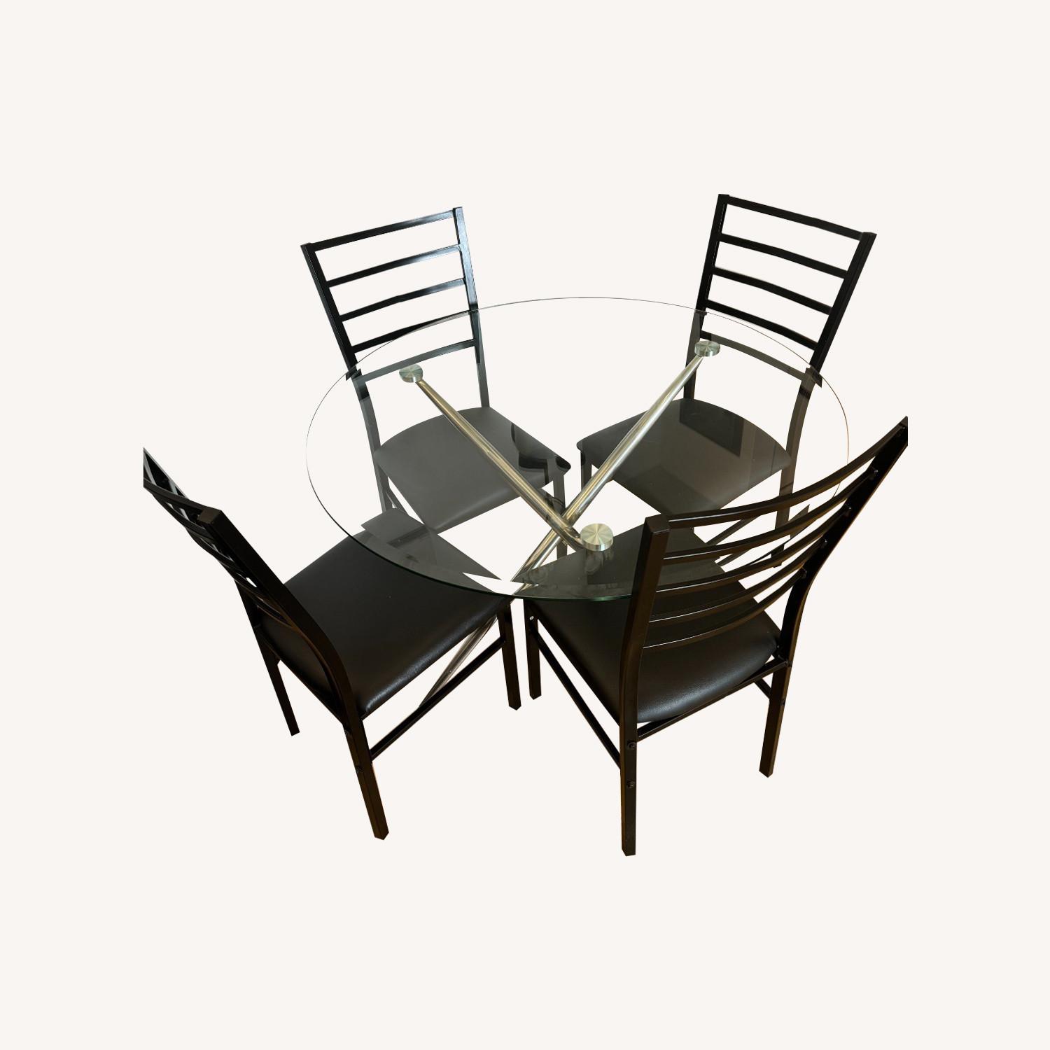 Raymour & Flanigan Glass Table + 4x Wayfair Kandi Chairs - image-0