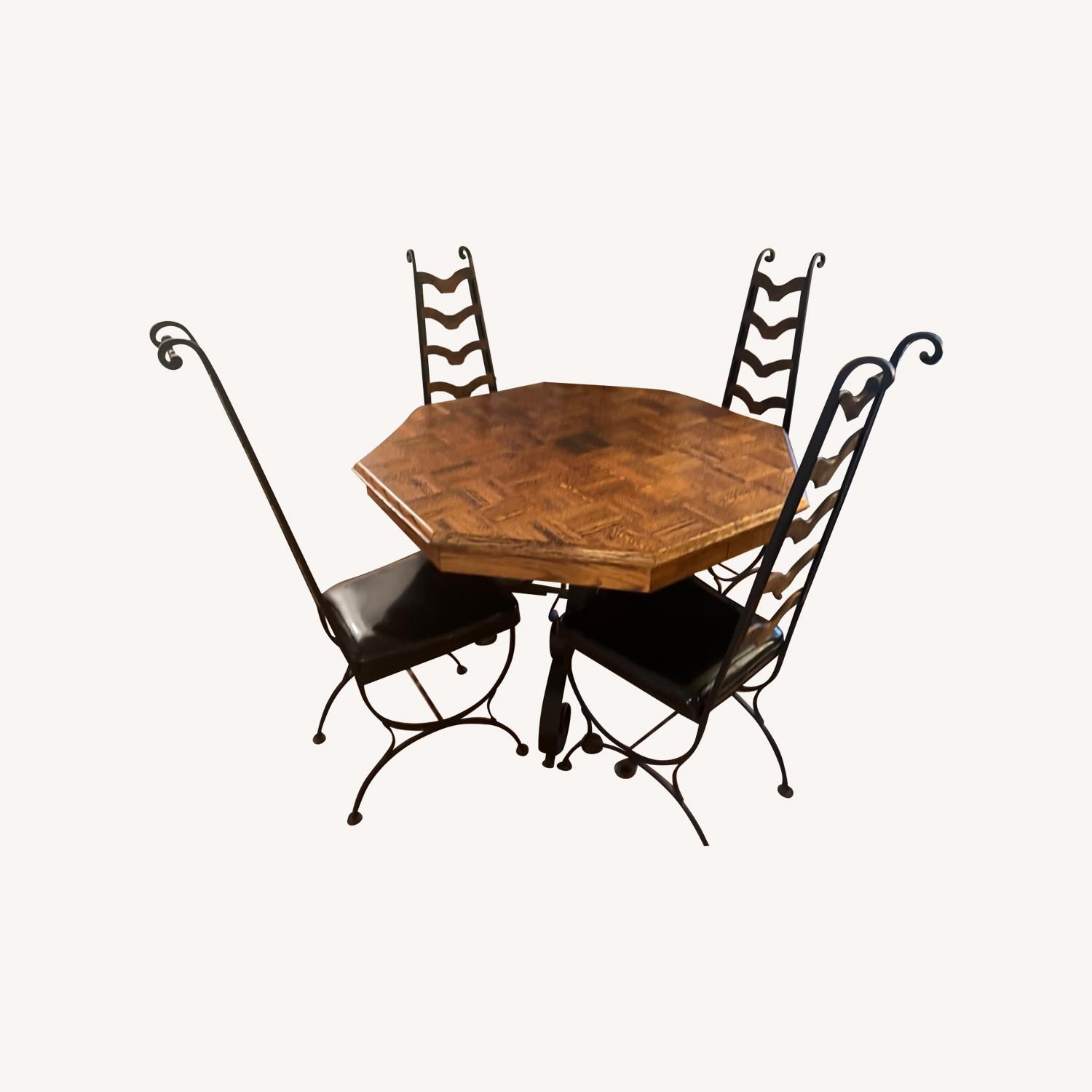 Octagon Dining Pedestal Table ,Leaf and 4 Chairs - image-0