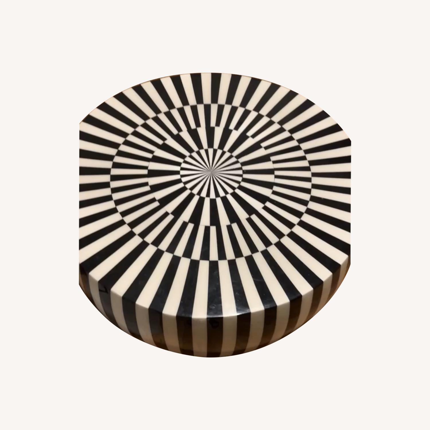 Black and White Striped Resin Coffee Table - image-0