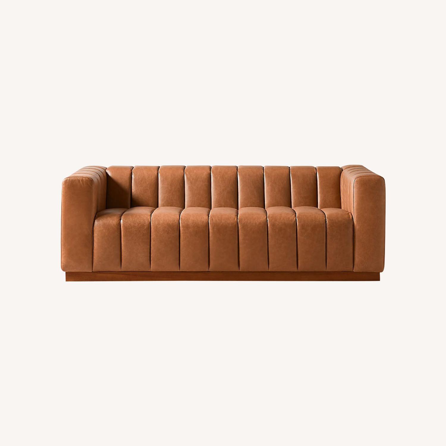 CB2 Forte Channeled Leather Sofa - image-0