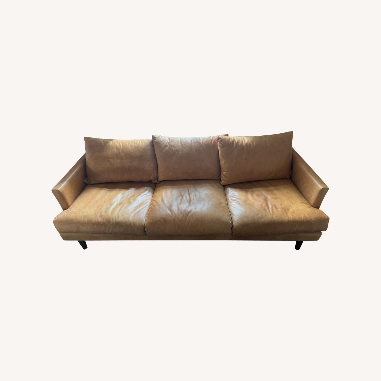 Poly and Bark Cognac Tan Leather Couch - image-0