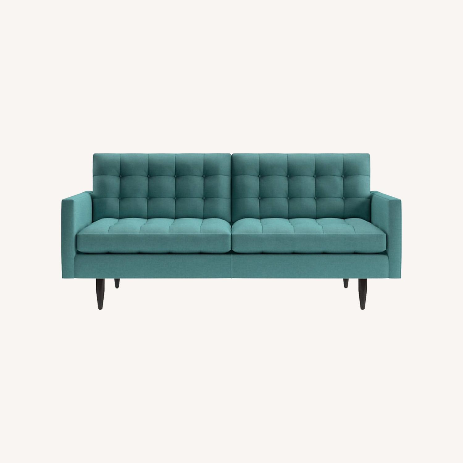 Crate & Barrel Petrie Midcentury Apartment Sofa Turquoise 76 - image-0