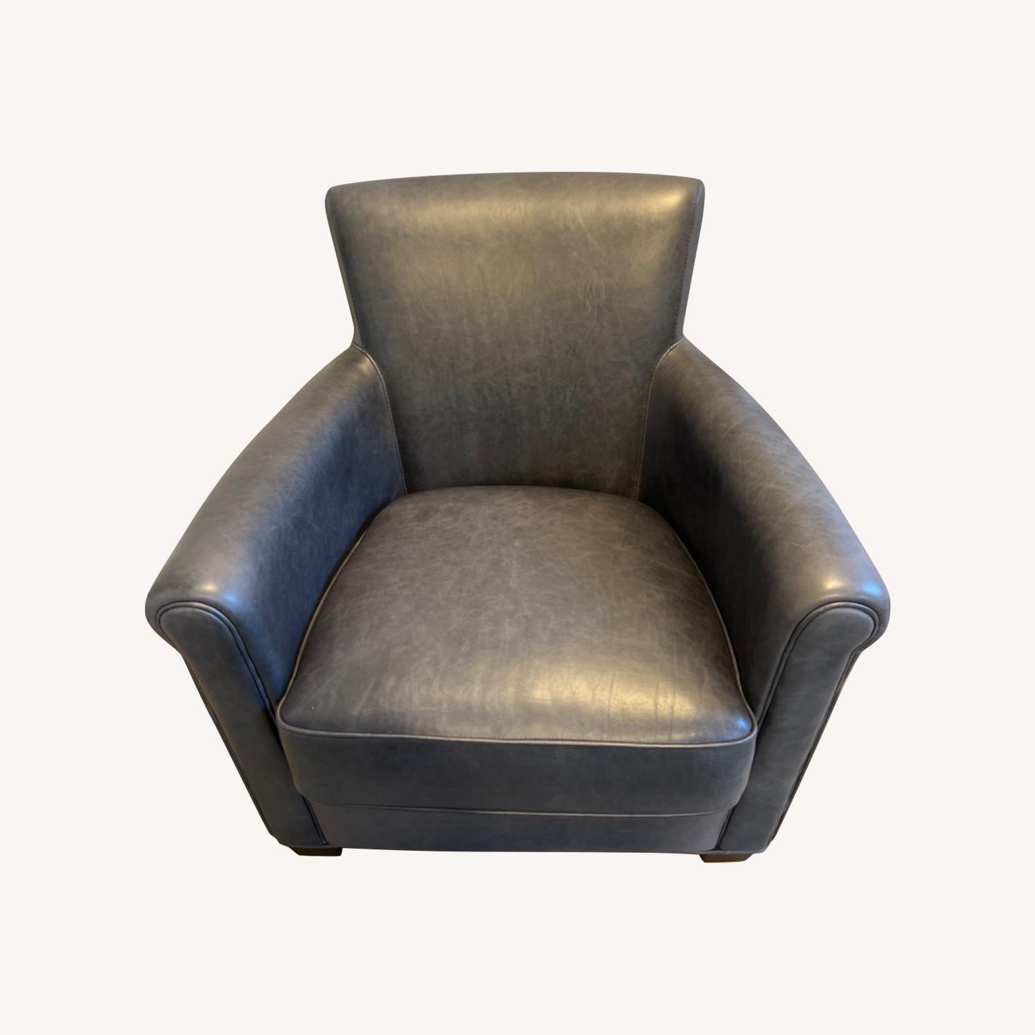 Pottery Barn Irving Roll Indigo Blue Armchair - image-0