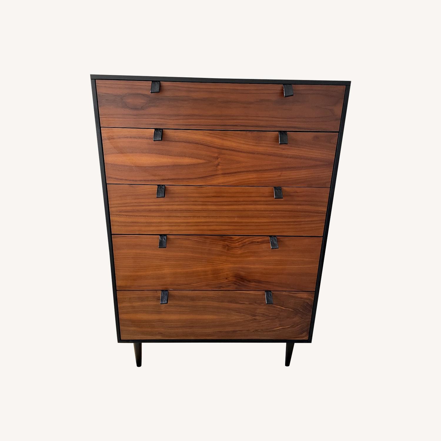 Article Envelo Black & Walnut 5 Drawer Dresser - AptDeco