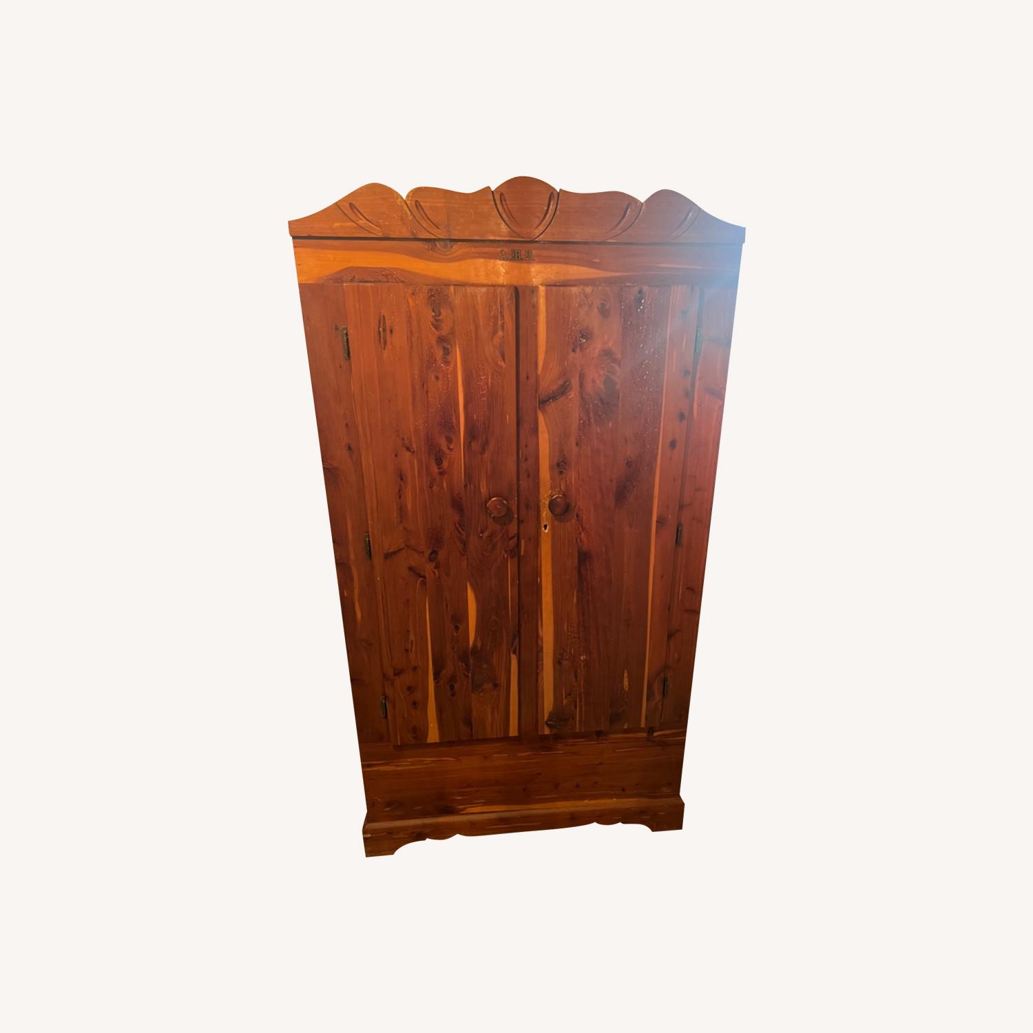 Antique Vintage Cedar Wardrobe - image-0