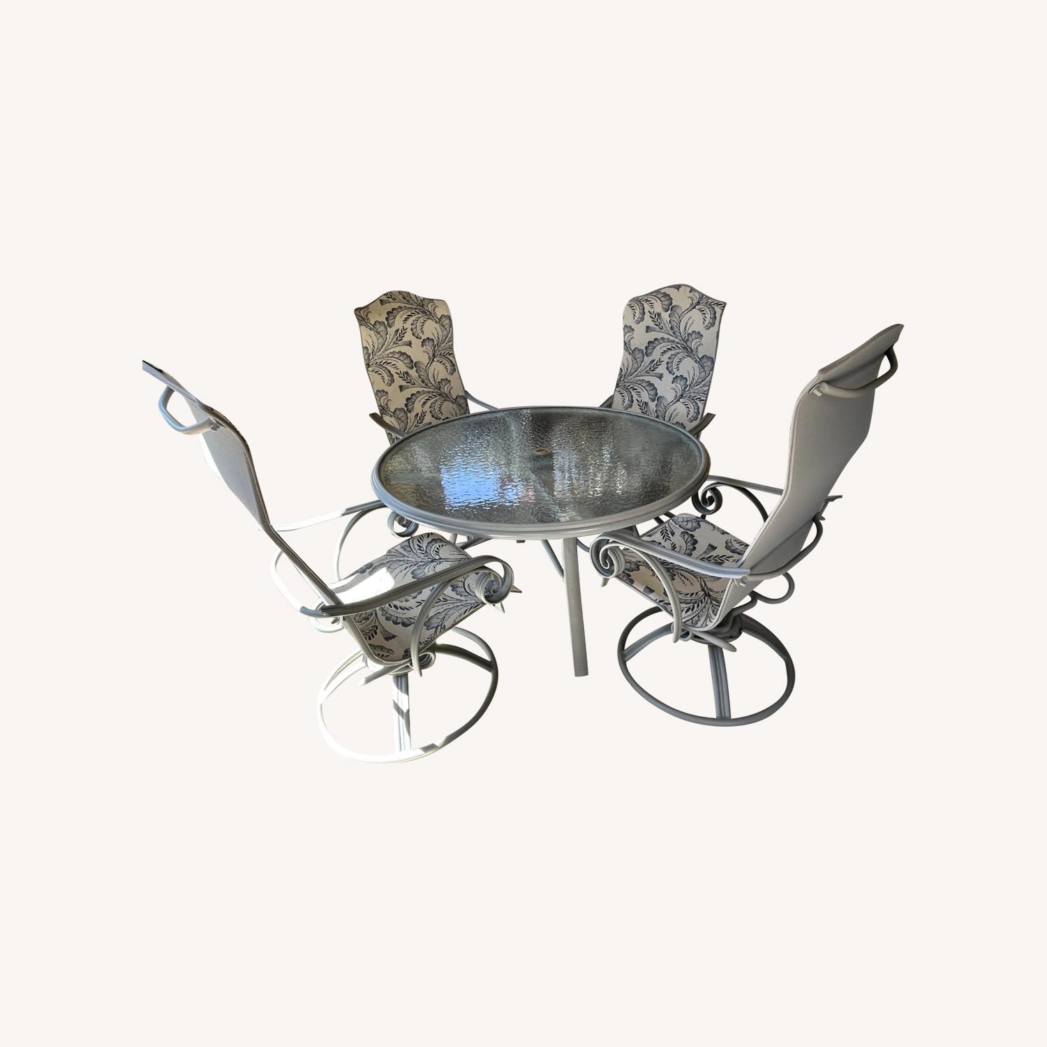 48" Round Patio Table & 4 Swivel Patio Chairs - image-0