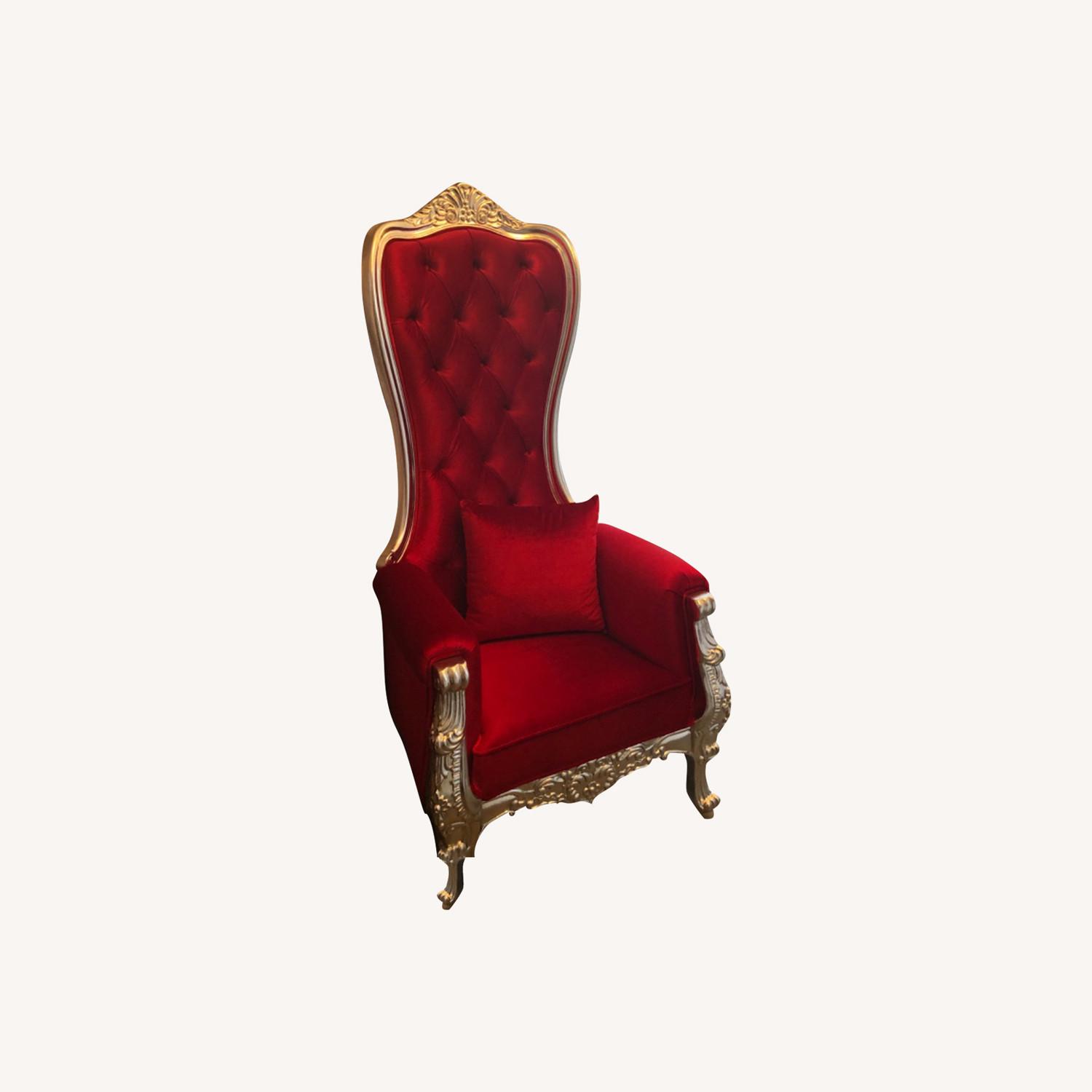 Custom Red Suede Victorian Chairs - image-0