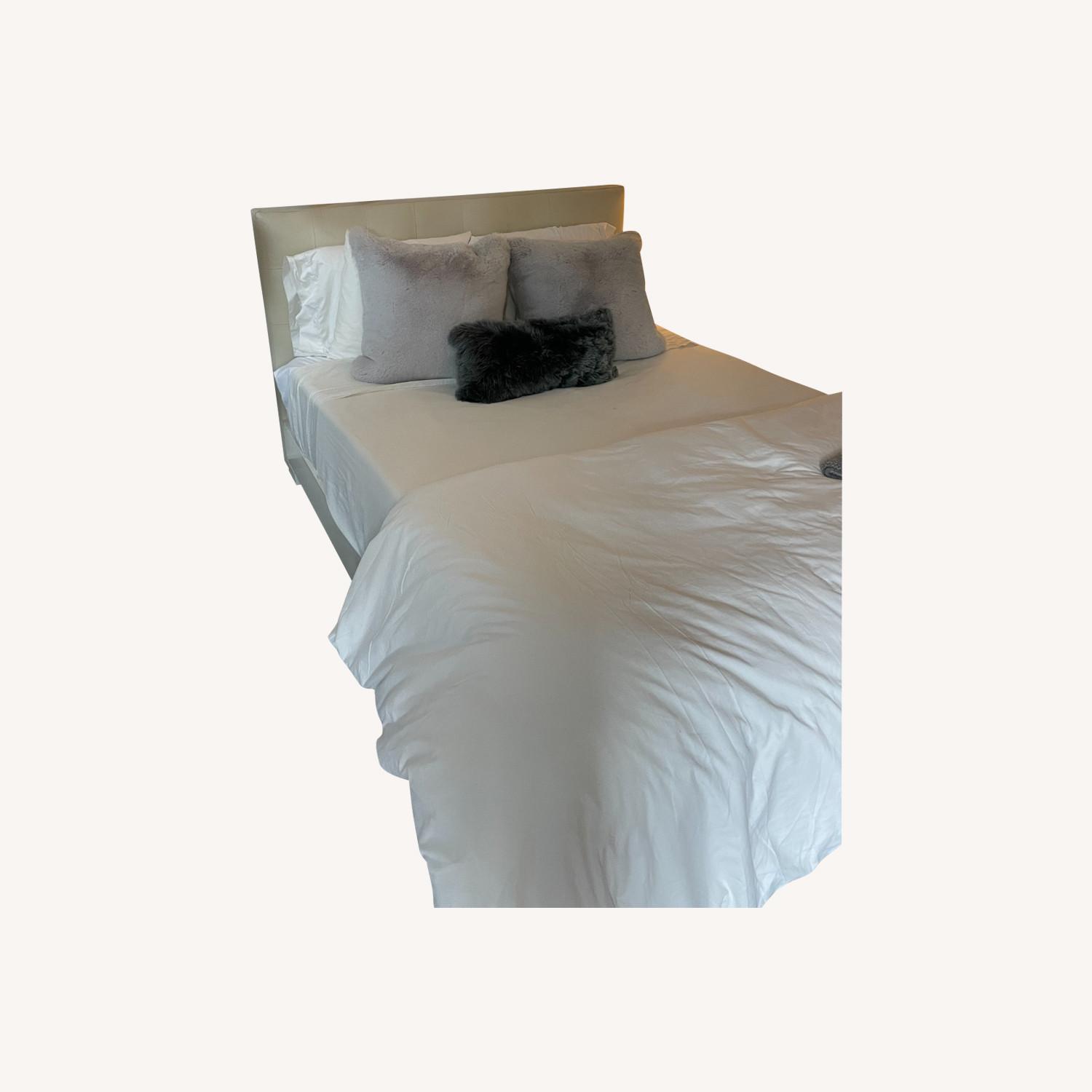 West Elm Leather Tufted Queen Headboard - image-0