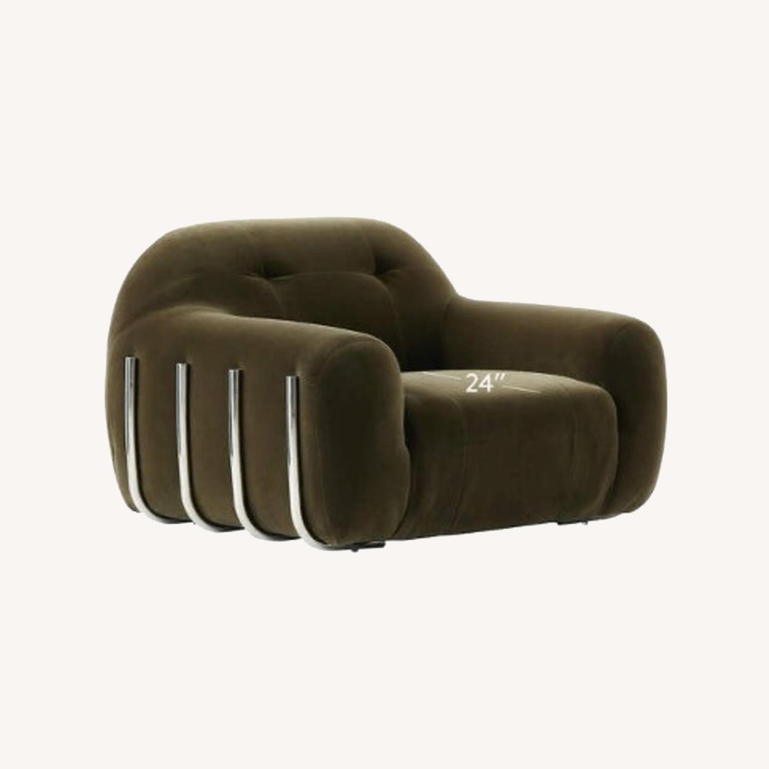 CB2 Brace GreenVelvet Tufted Lounge Chair - image-0
