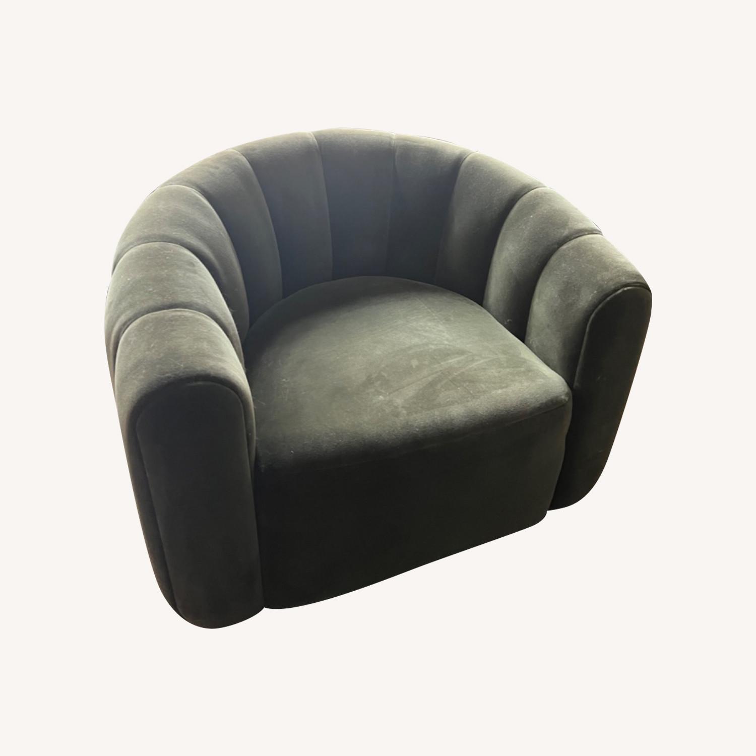 CB2 Green Velvet Swivel Chair - image-0