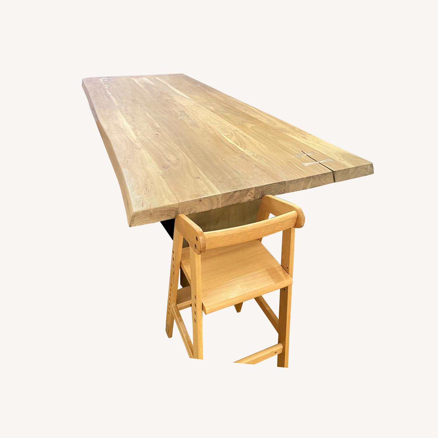 Rectangular White Washed Wood Dining Table 95" - image-0