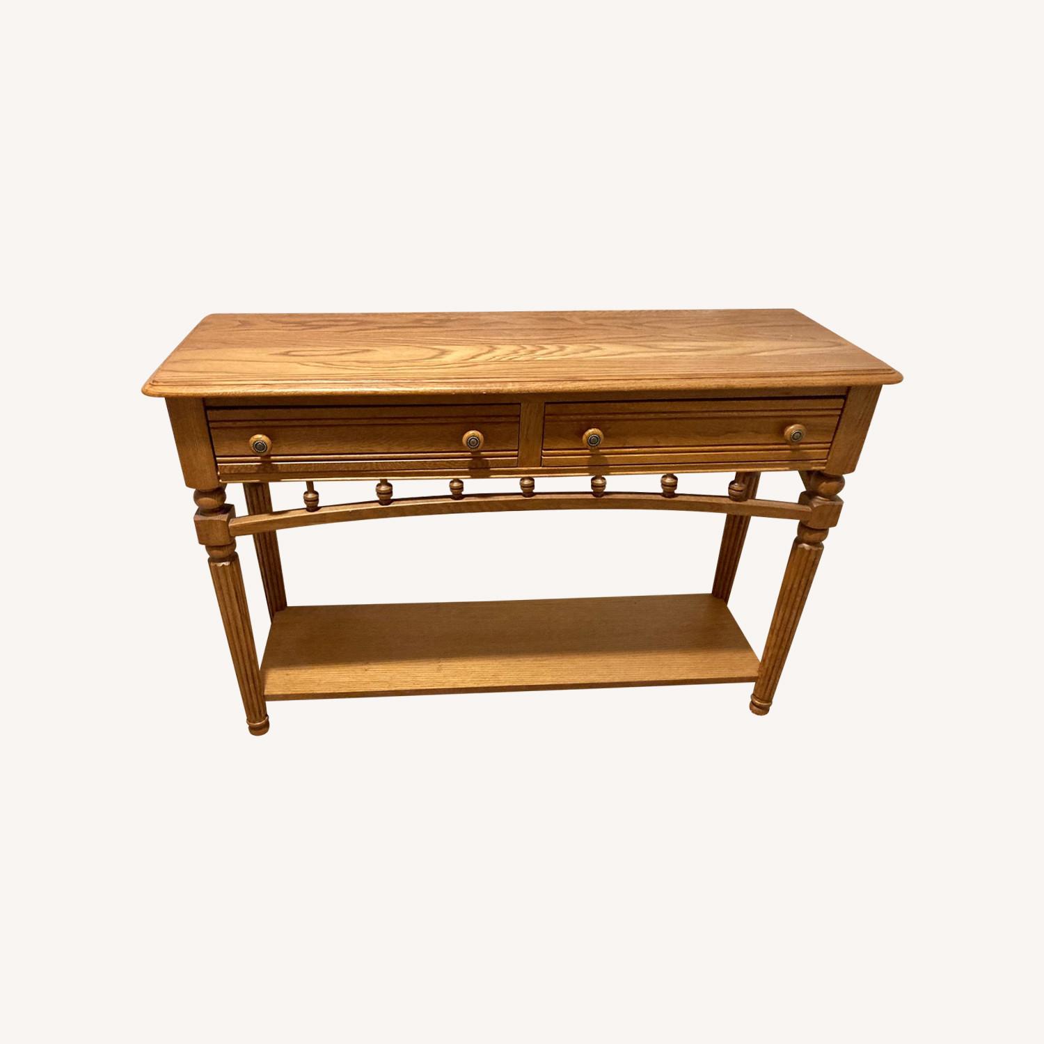 Solid Oak Console Table - image-0