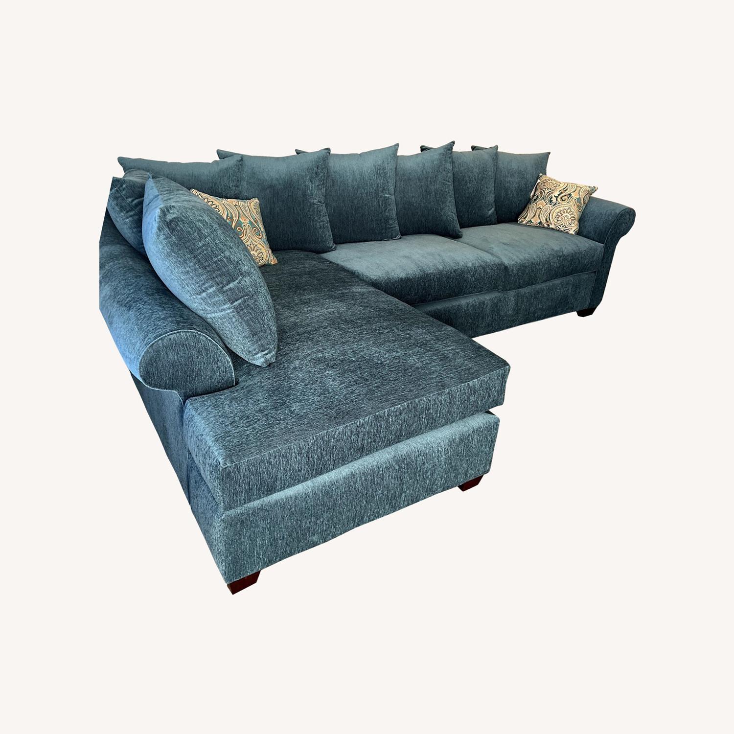 Teal 2 Piece Sectional Couch - image-0