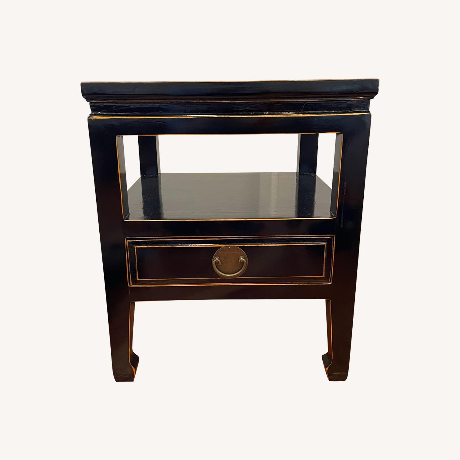 Asian Black Lacquer Nightstand - image-0