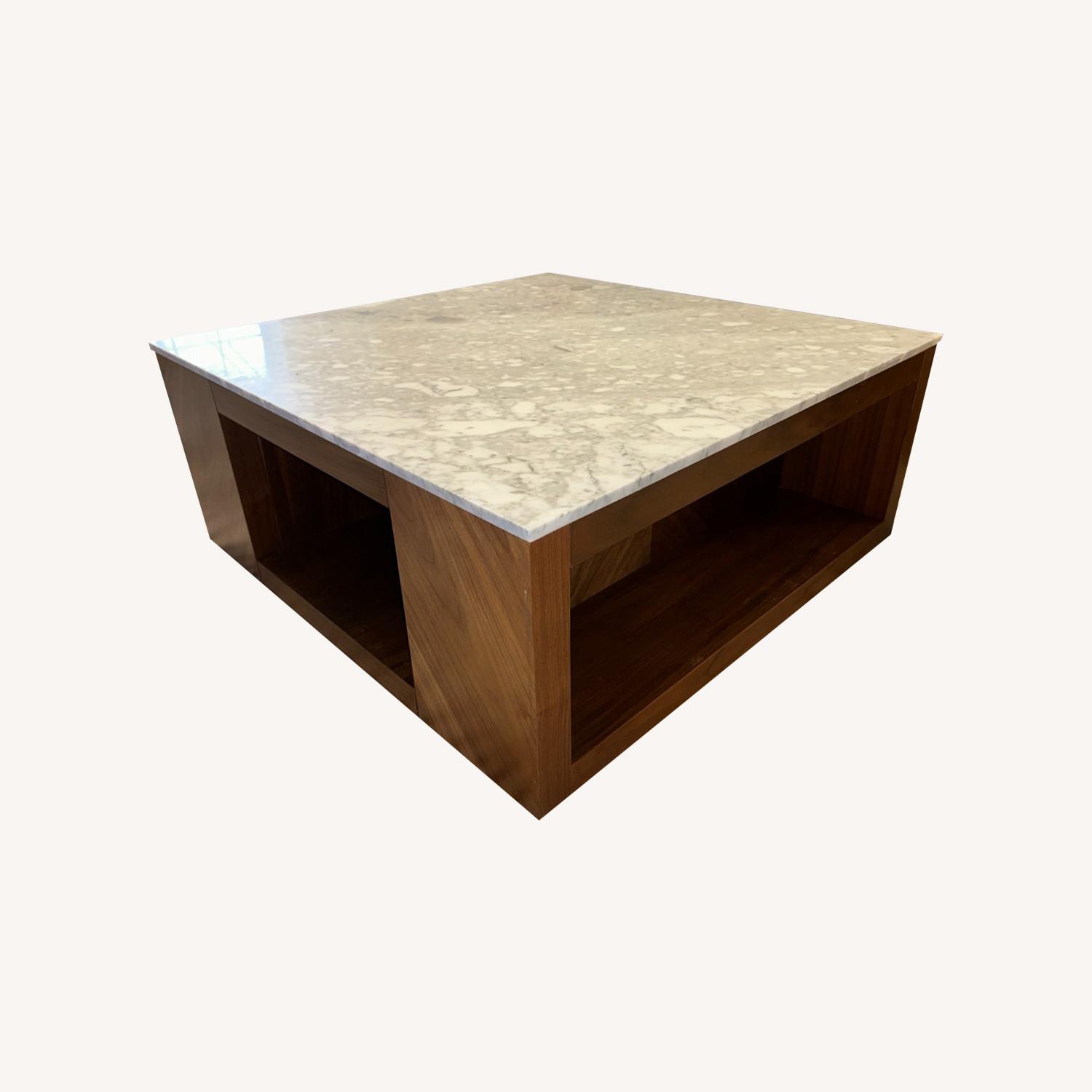 CB2 Suspend II Marble and Wood Coffee Table - image-0
