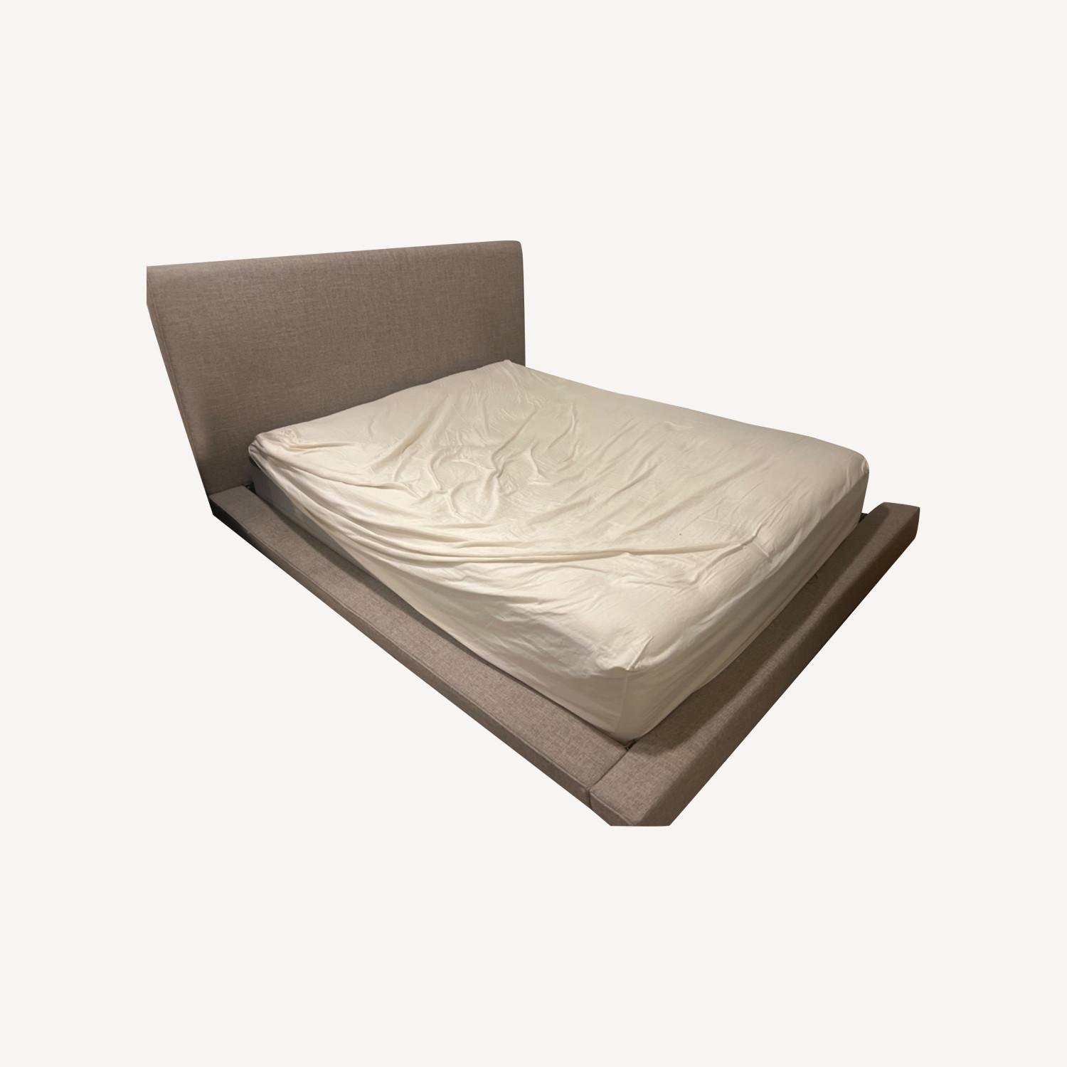 TOV Furniture Nixon Queen Grey/Beige Linen Bed - image-0