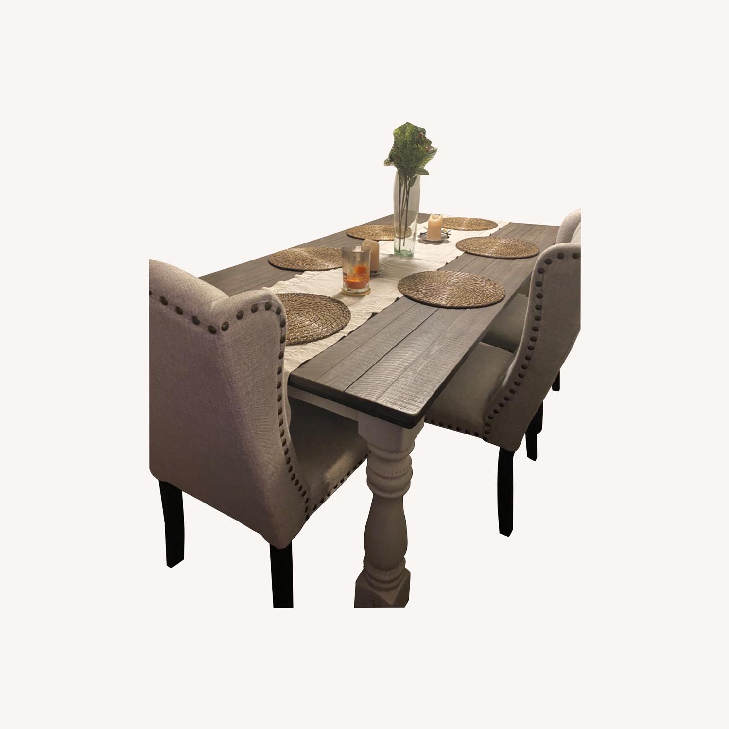 Ashley Furniture White/Gray Dining Table - AptDeco