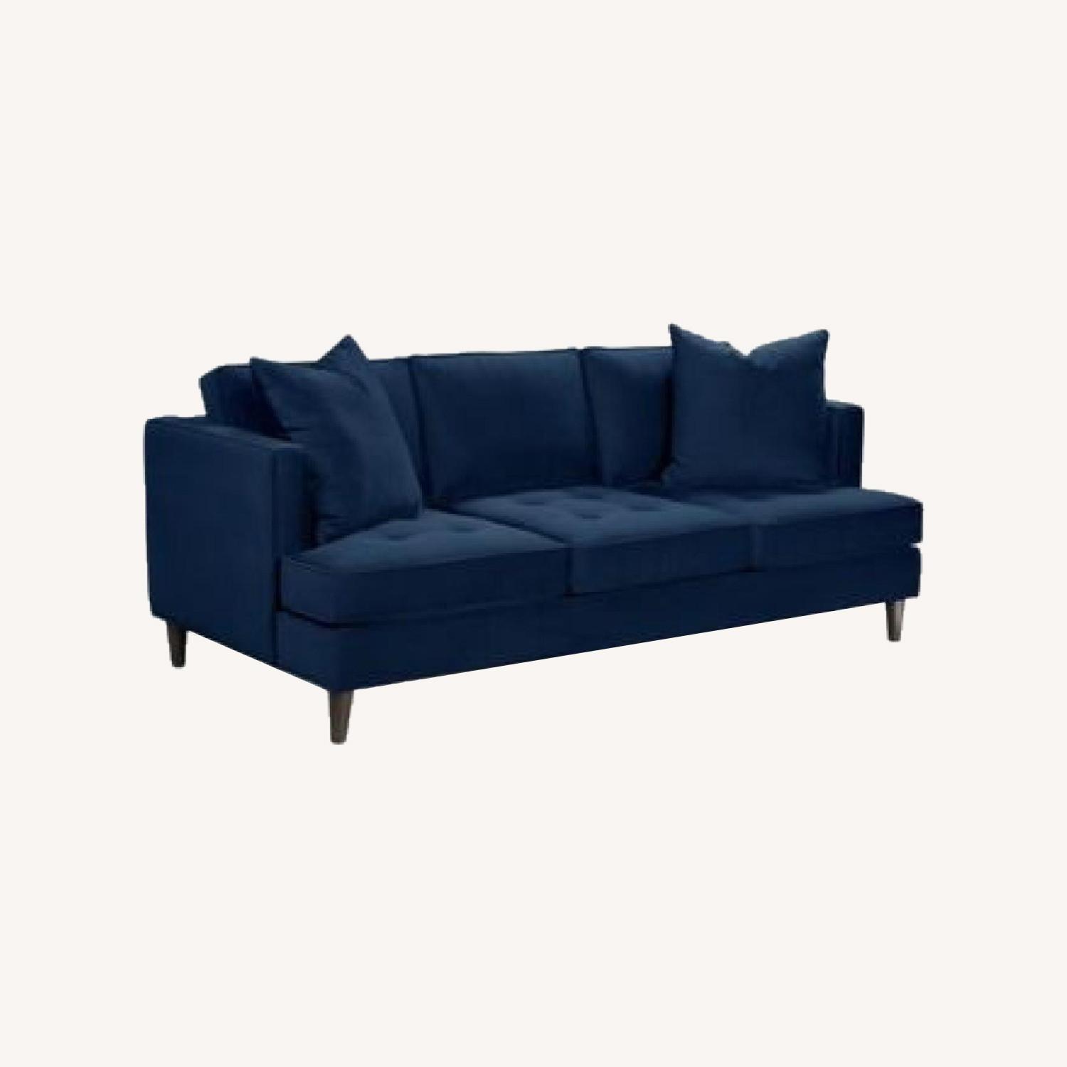 Macy's Blue Micro Velvet Lounge Sofa - image-5