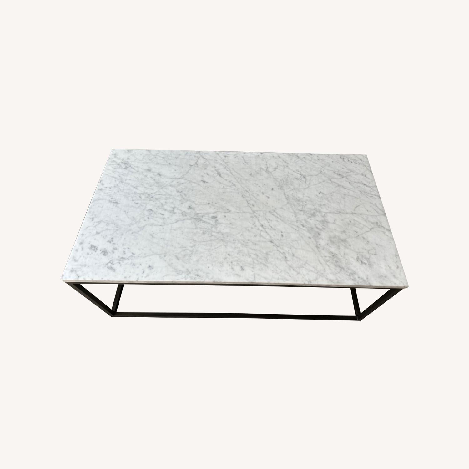 West Elm Rectangle Coffee Table - White Marble - image-0