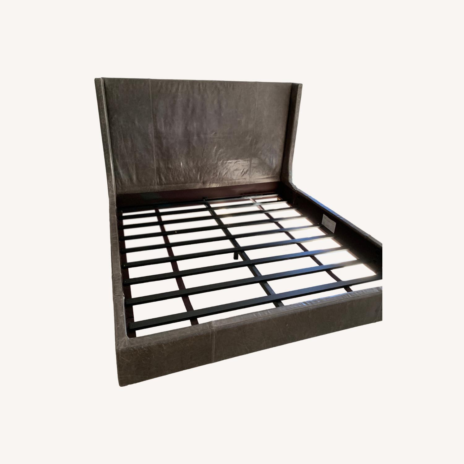 RH Grayson King Bed in Brompton Leather (Pewter) - image-0