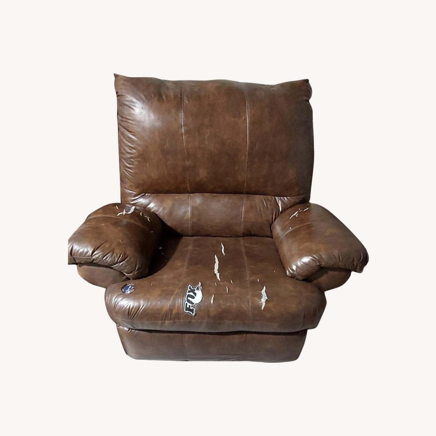 Brown Leather Sofa Chair Recliner - image-0