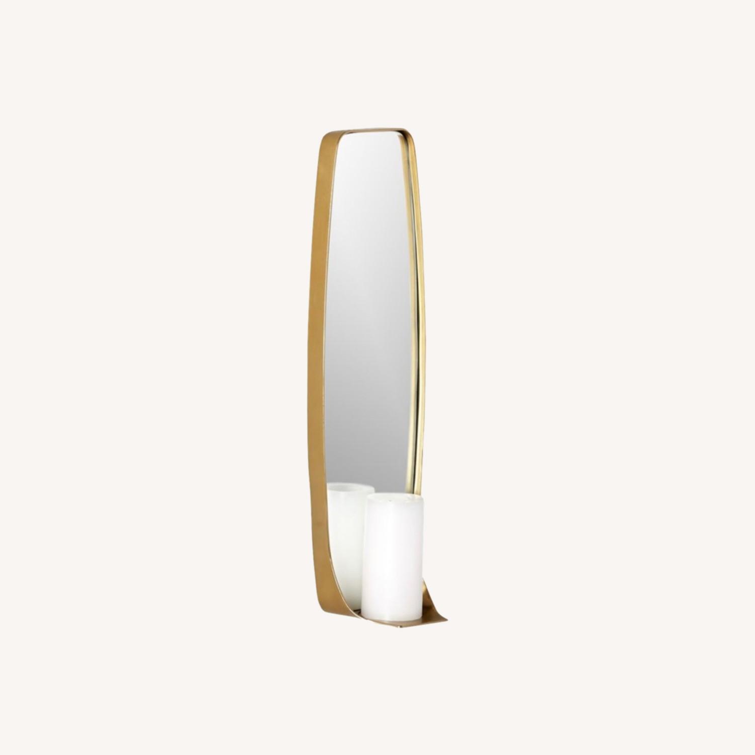 CB2 Fling Mirrored Brass Wall Sconce Pillar Candle Holder - image-0