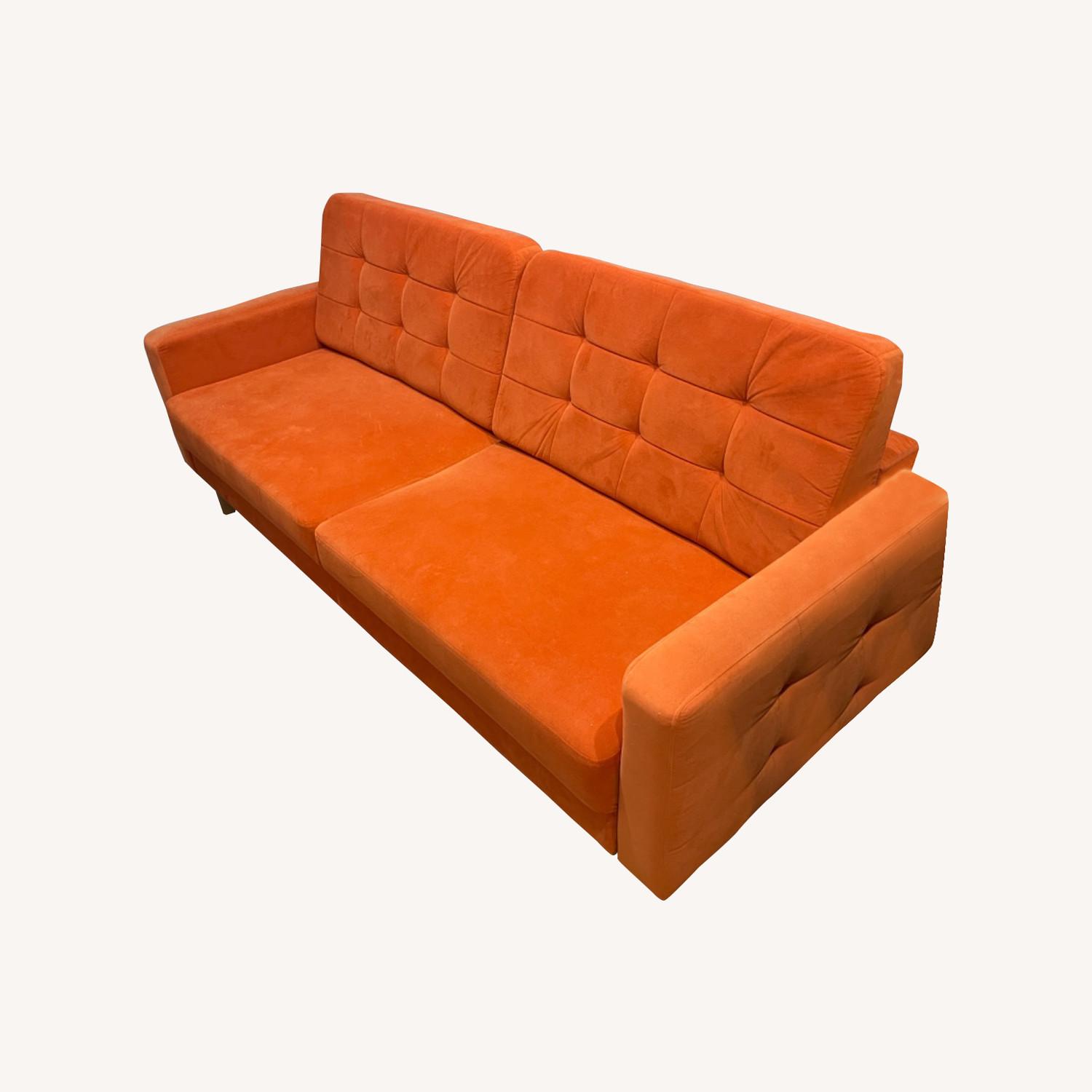 Orange Sleeper Sofa with Internal Storage - image-0