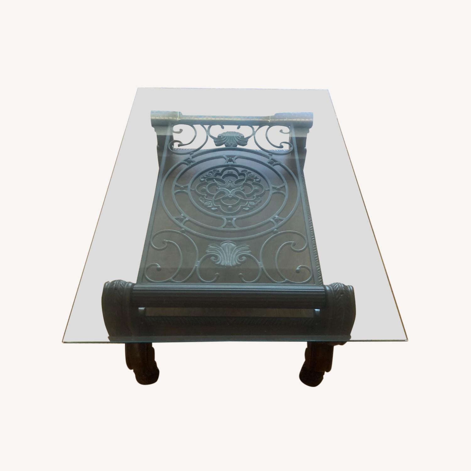 Glass & Wood Coffee Table - image-0