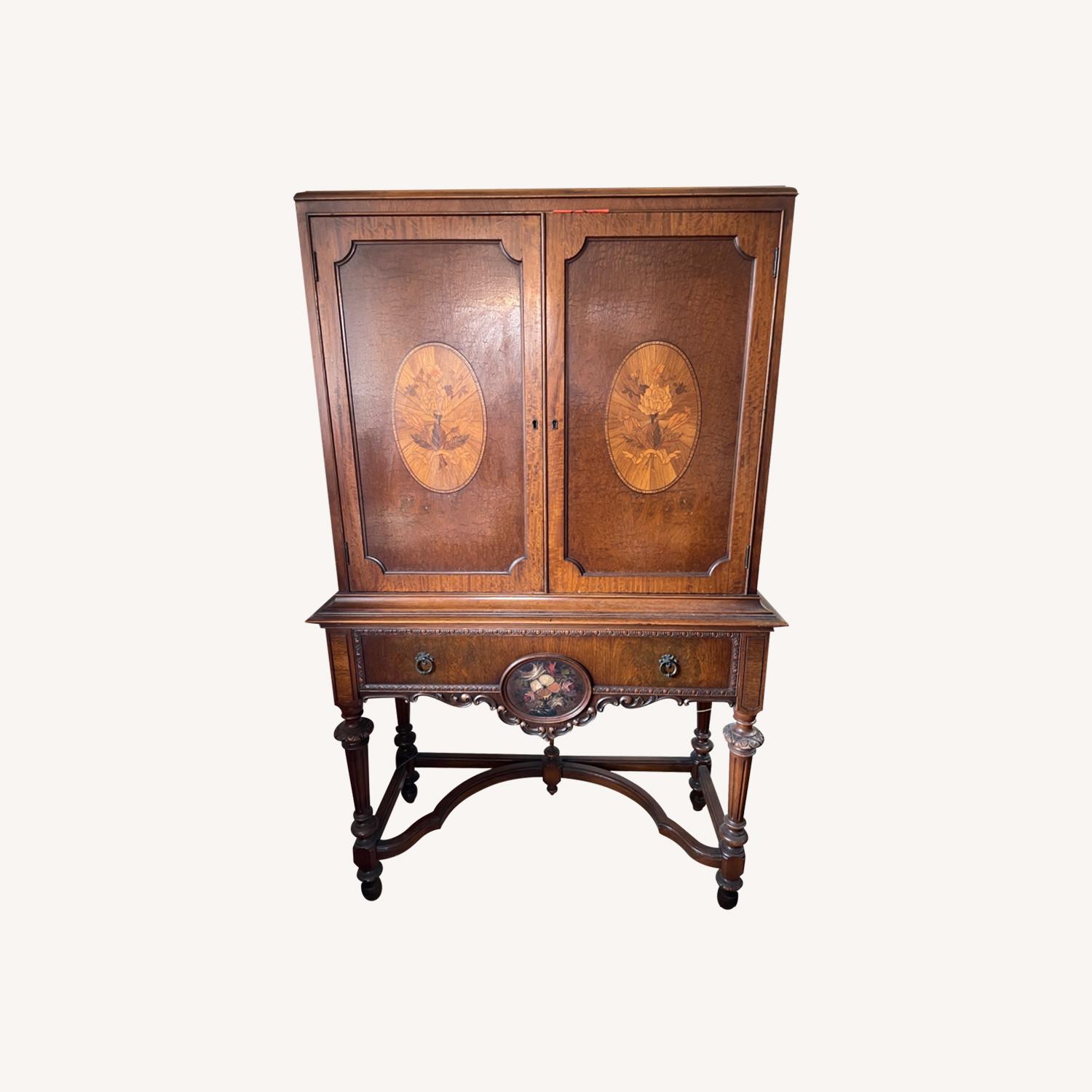 Antique Walnut Linen Cabinet/Entertain Unit - image-0