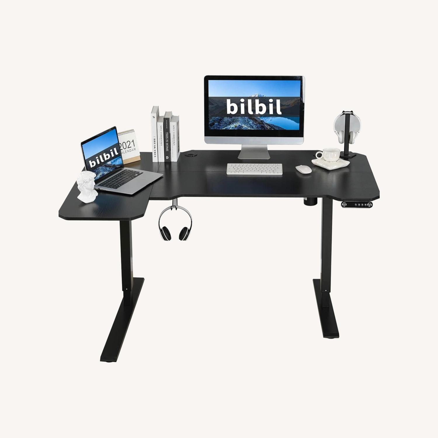 L-Shaped Electric Height Adjustable Standing Desk - image-0