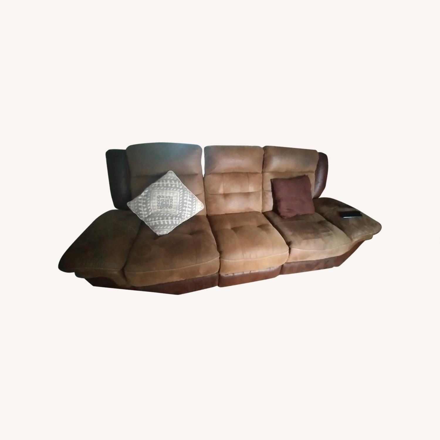 Way Basics Suede Recliner Sofa - image-0