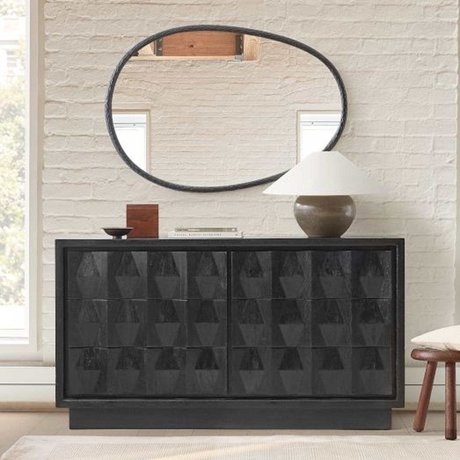 West Elm Carved Pattern Buffet Side Board Credenza - image-3