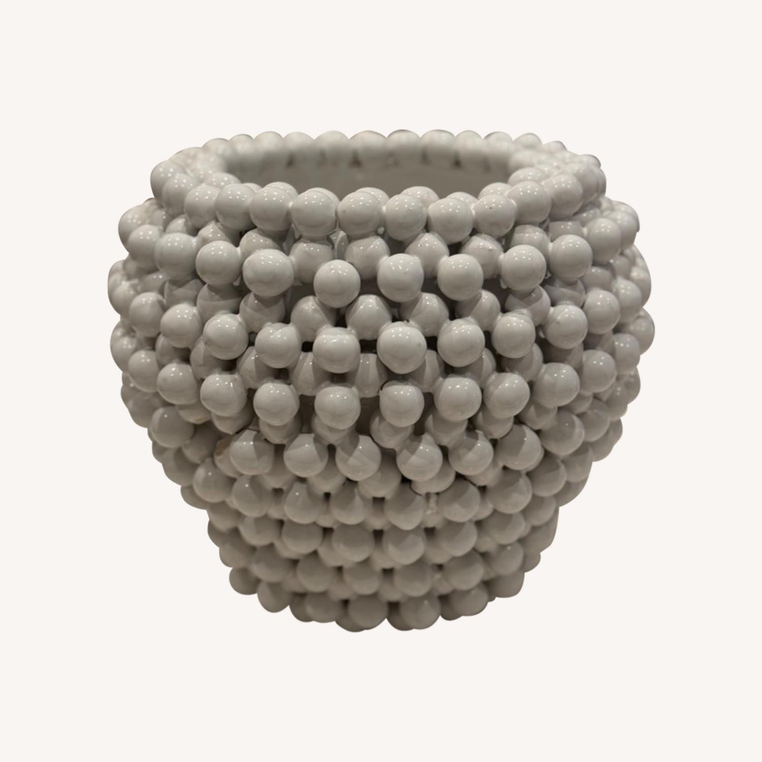 Twos Company White PomPom Vase - image-0