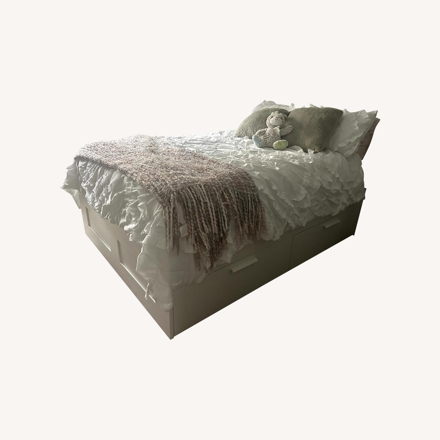 IKEA White Bed Frame With Storage - image-0