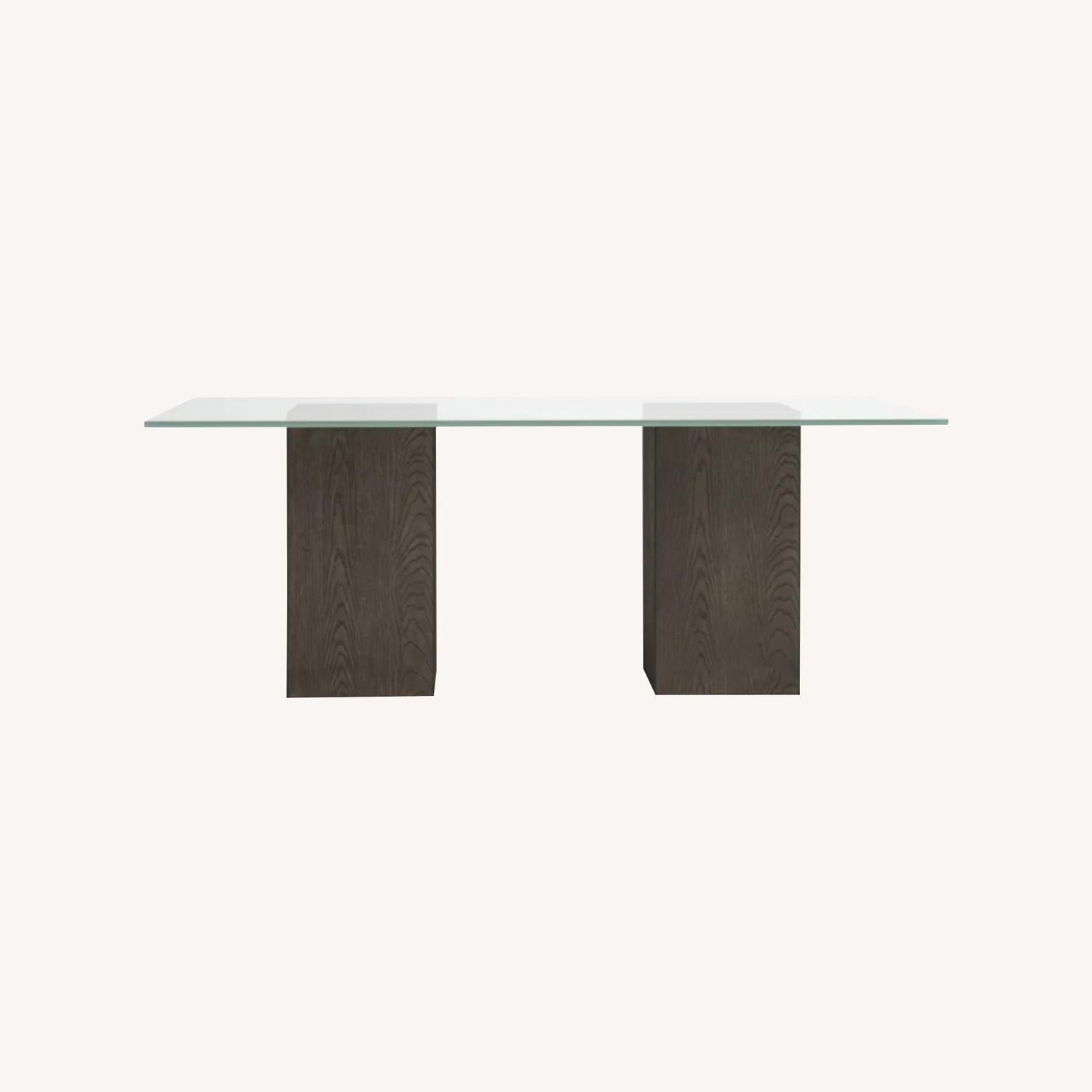 Joss & Main Glass Top Solid Wood Base Dining Table - image-0