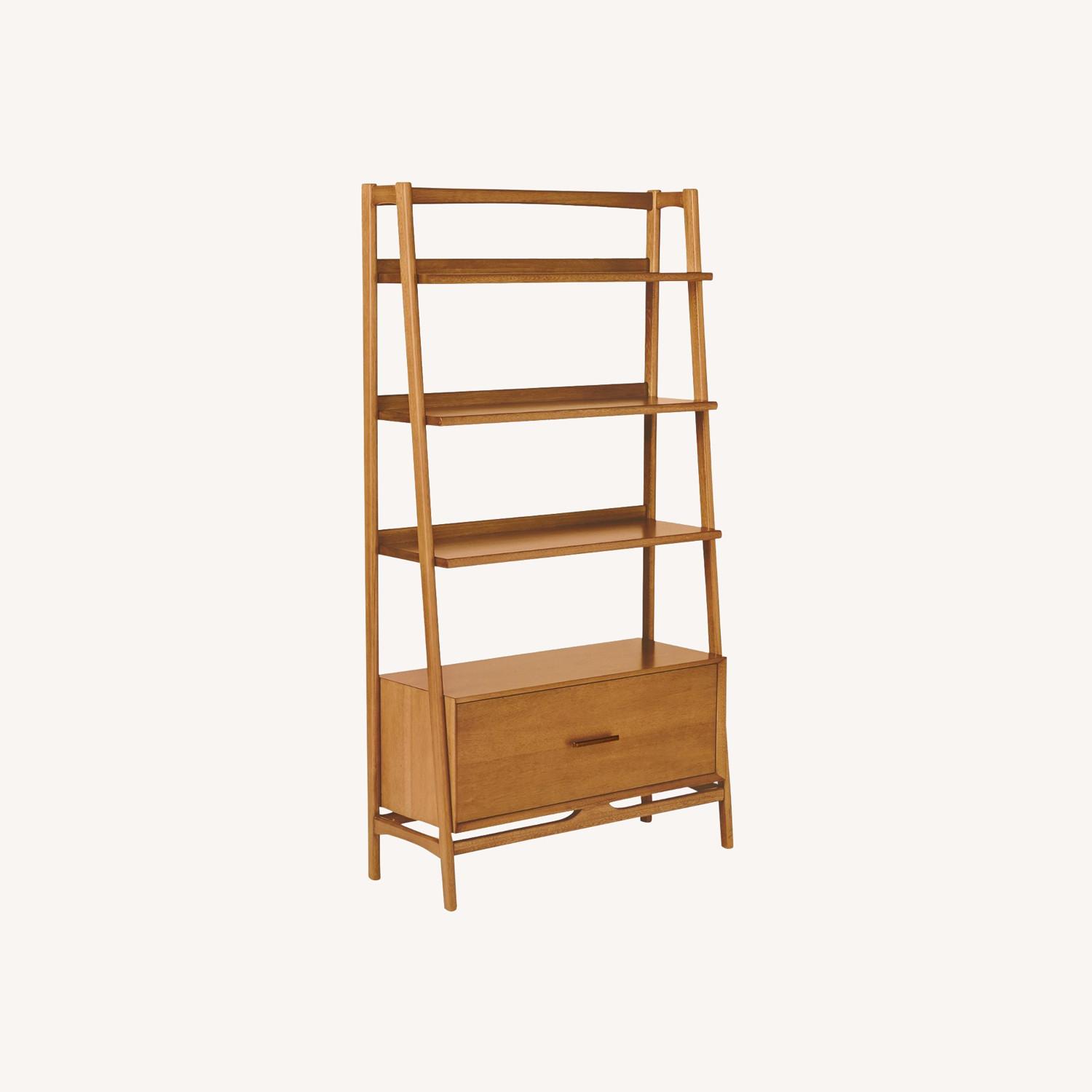 West Elm Mid-Century Bookshelf W Drawer (38") - image-0