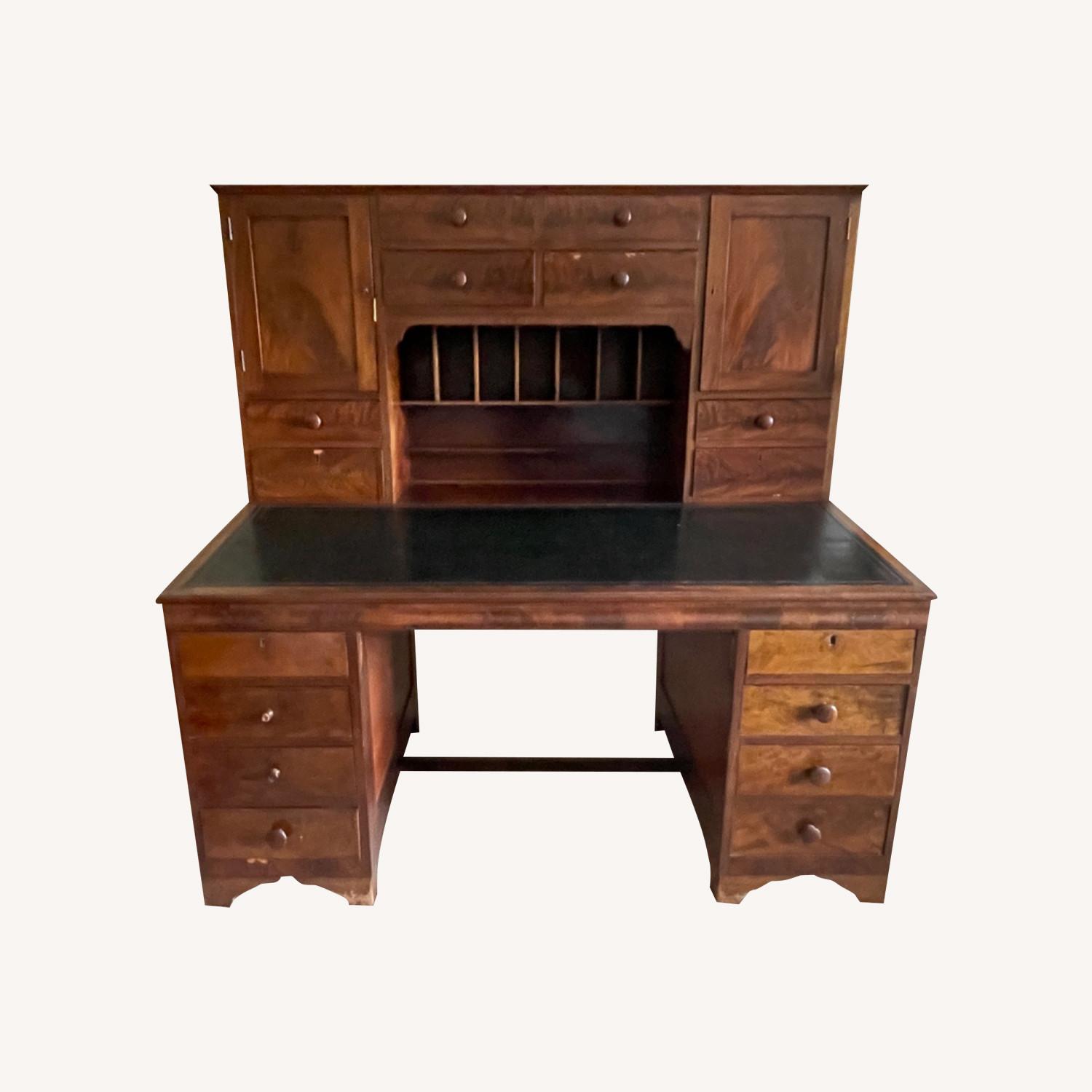 Cherry and Tooled Leather Desk - image-0