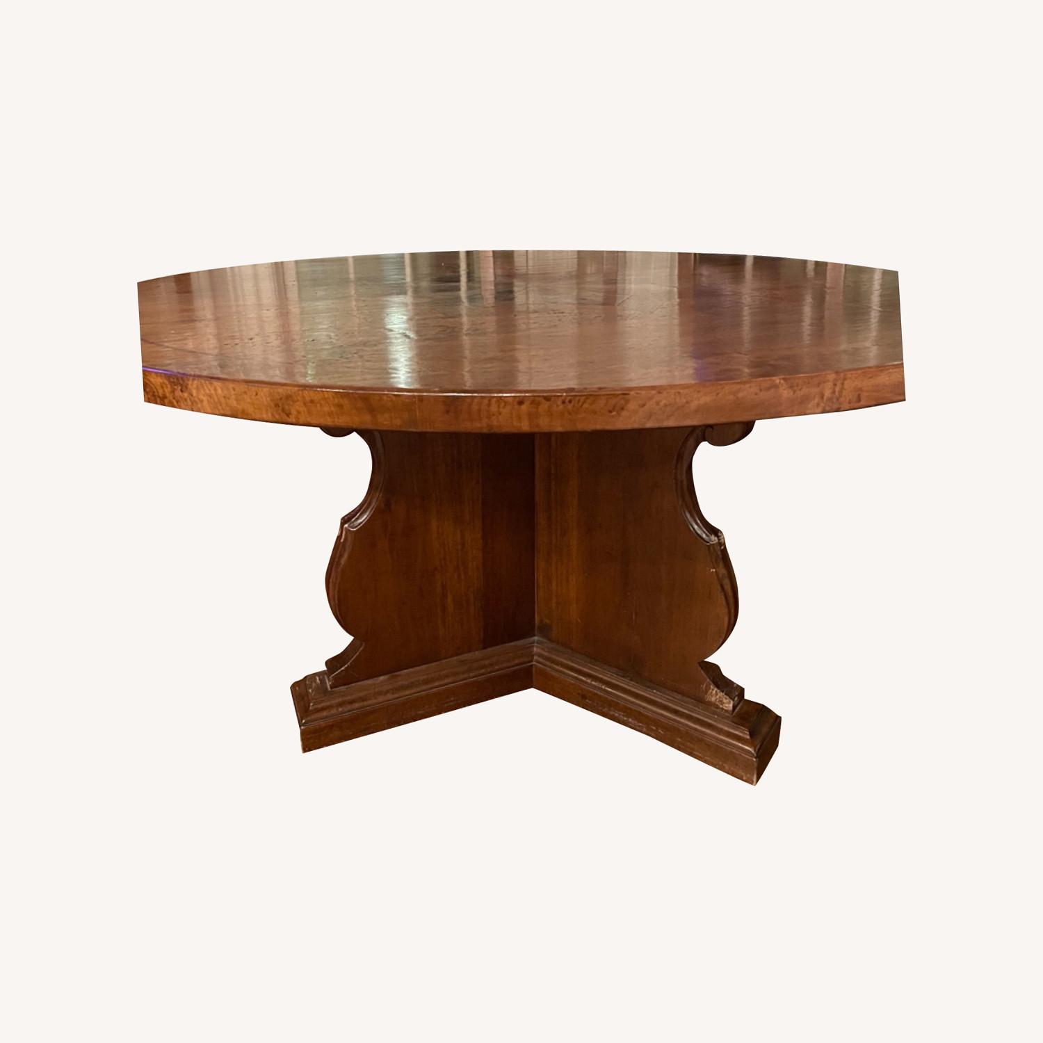 Rustic Round Oak Dining Table - AptDeco