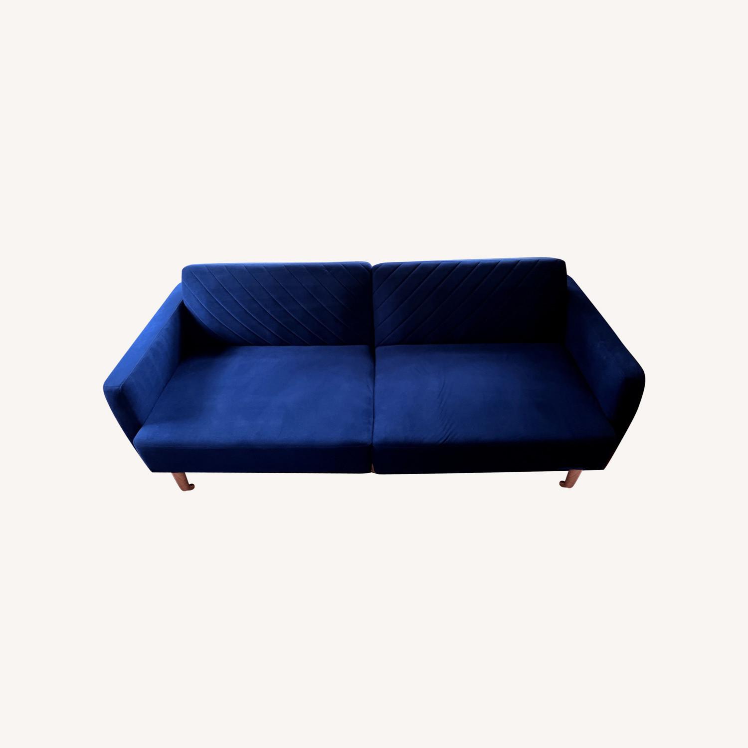 Chloe Futon Sofa Bed, Classic Blue Velvet - image-0