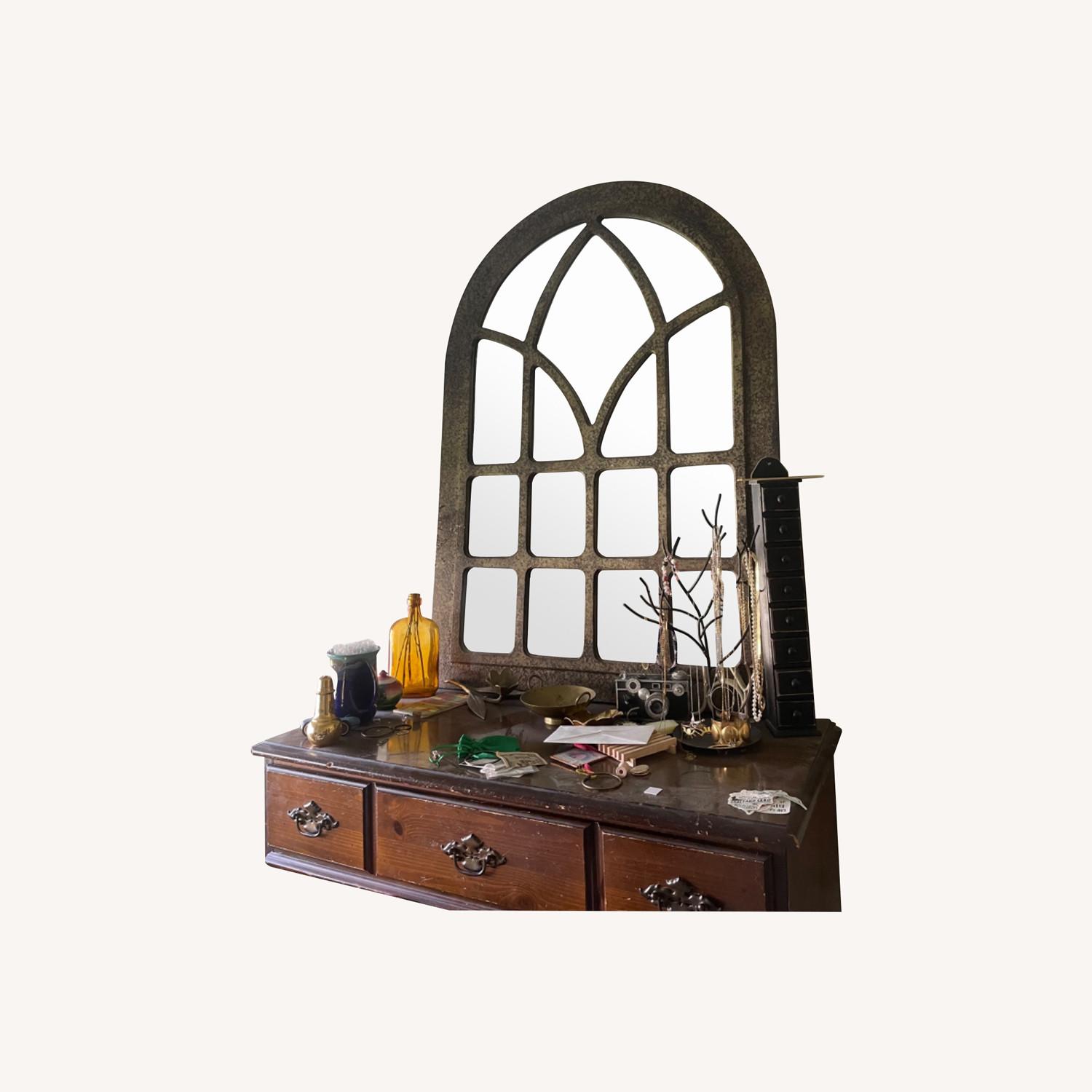 Large Luxury Windowpane Arched Mirror - image-0