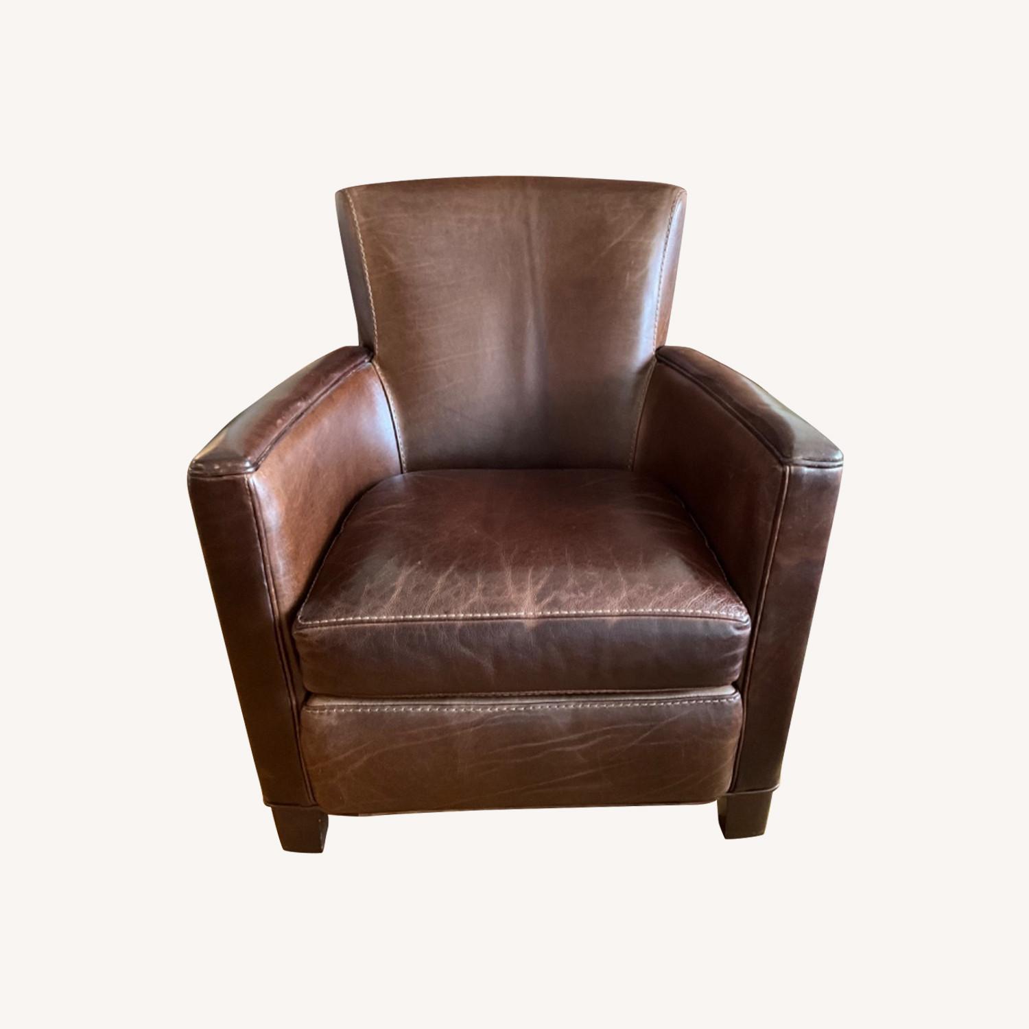 Crate & Barrel Briarwood Leather Ottaman - image-3