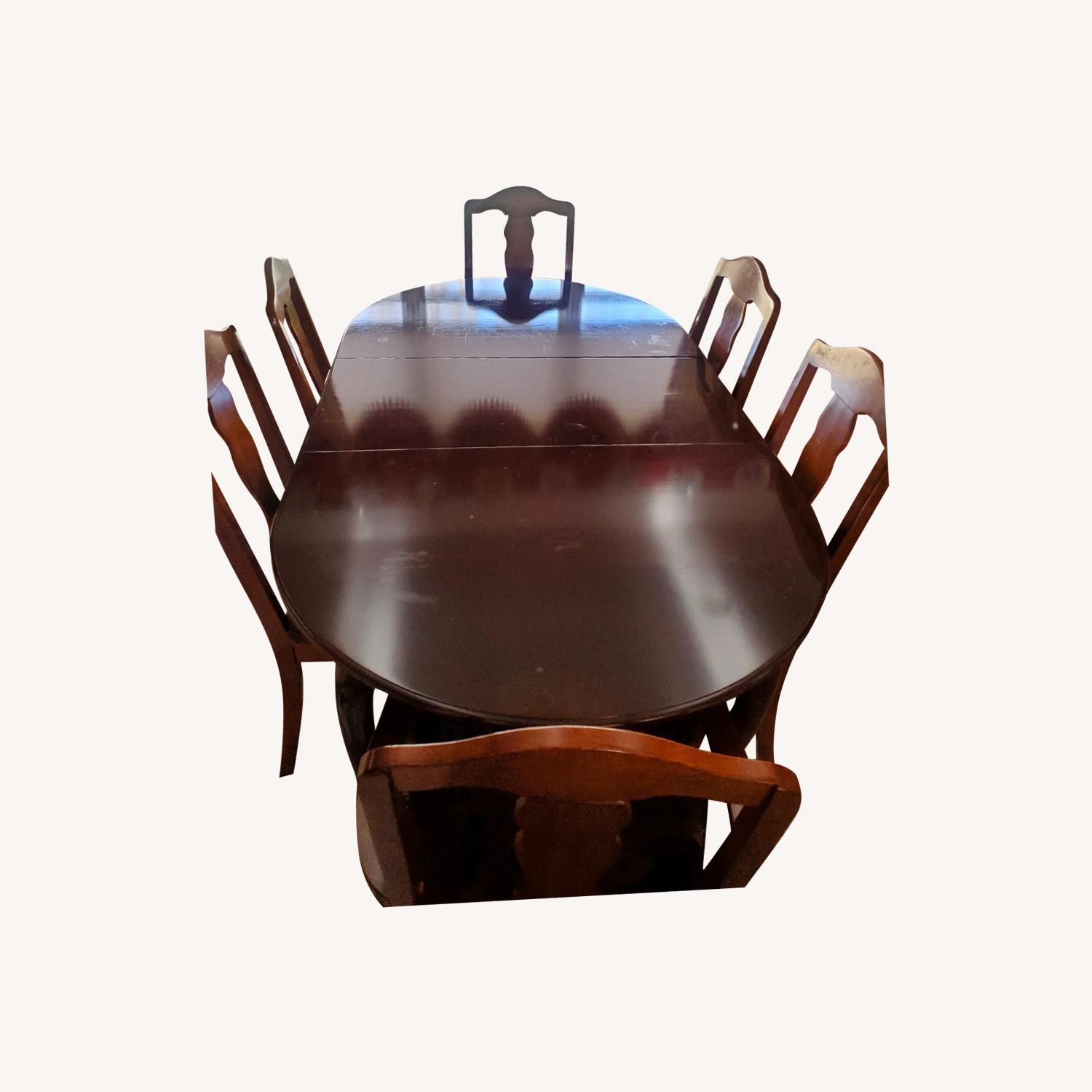 Cherry Dining Table Set with 6 Chairs - image-0