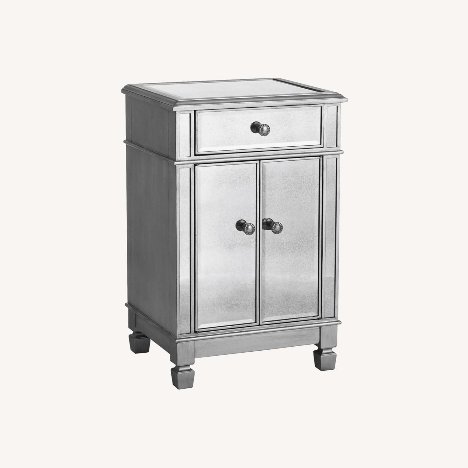 Pier 1 Hayworth Mirrored Silver Bedside Chest - AptDeco