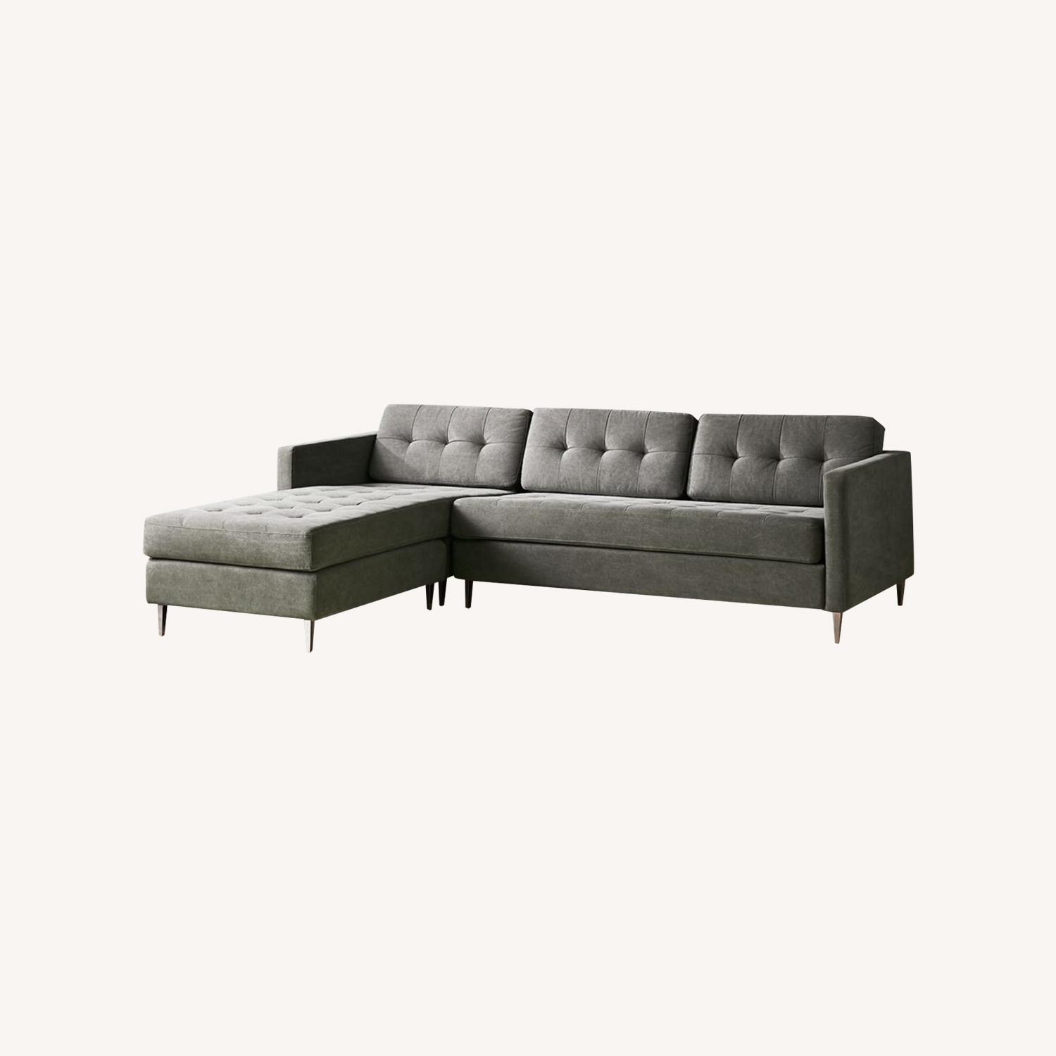 CB2 Ditto II Pewter Tufted Sectional Sofa - image-0